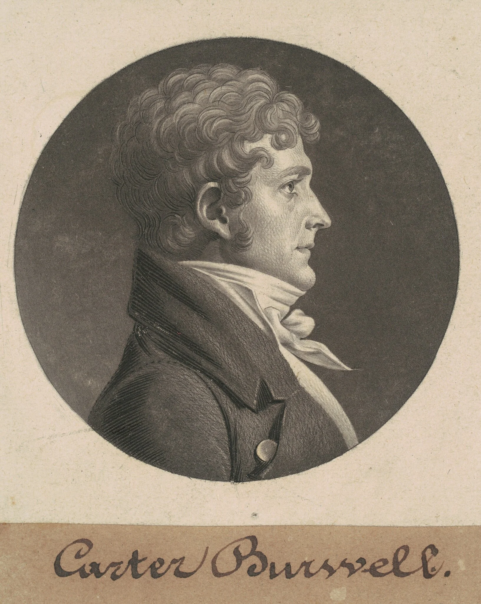 Carter Burwell, by Charles Balthazar Julien Févret de Saint-Mémin, ink, 1805