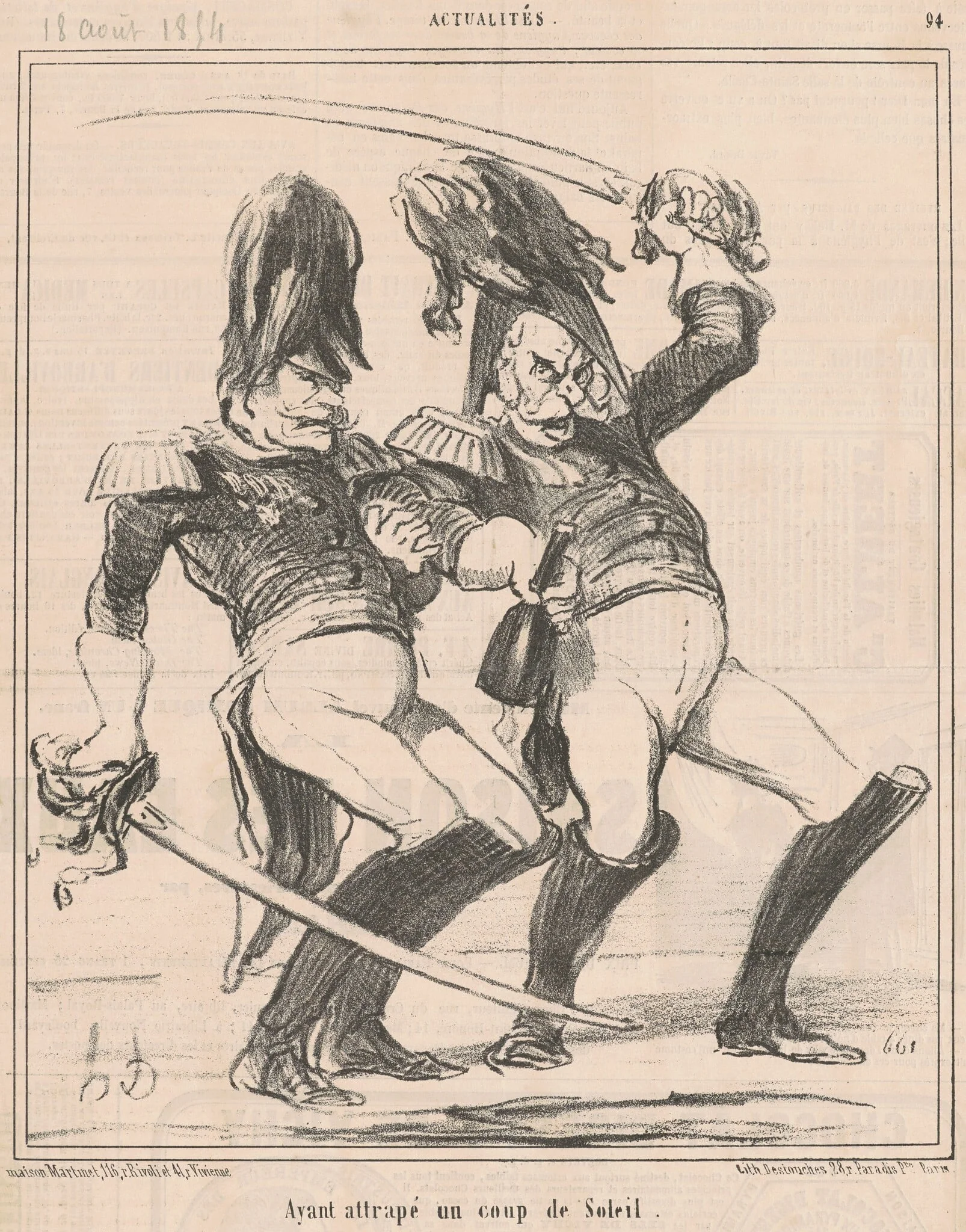 Ayant attrapé un coup de soleil, by Honoré Daumier, ink, 1854