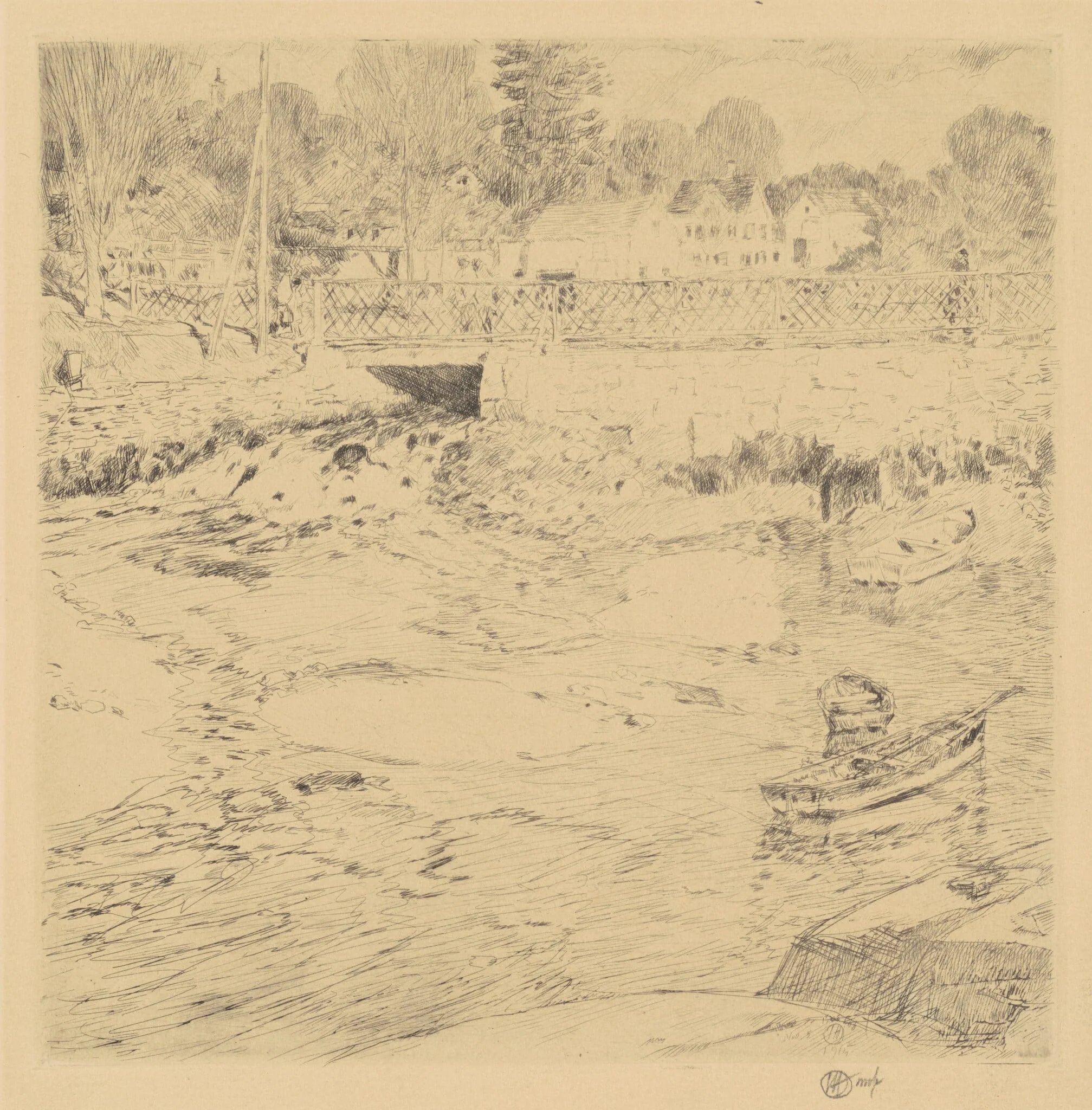 Old Lace, by Childe Hassam, ink, 1915