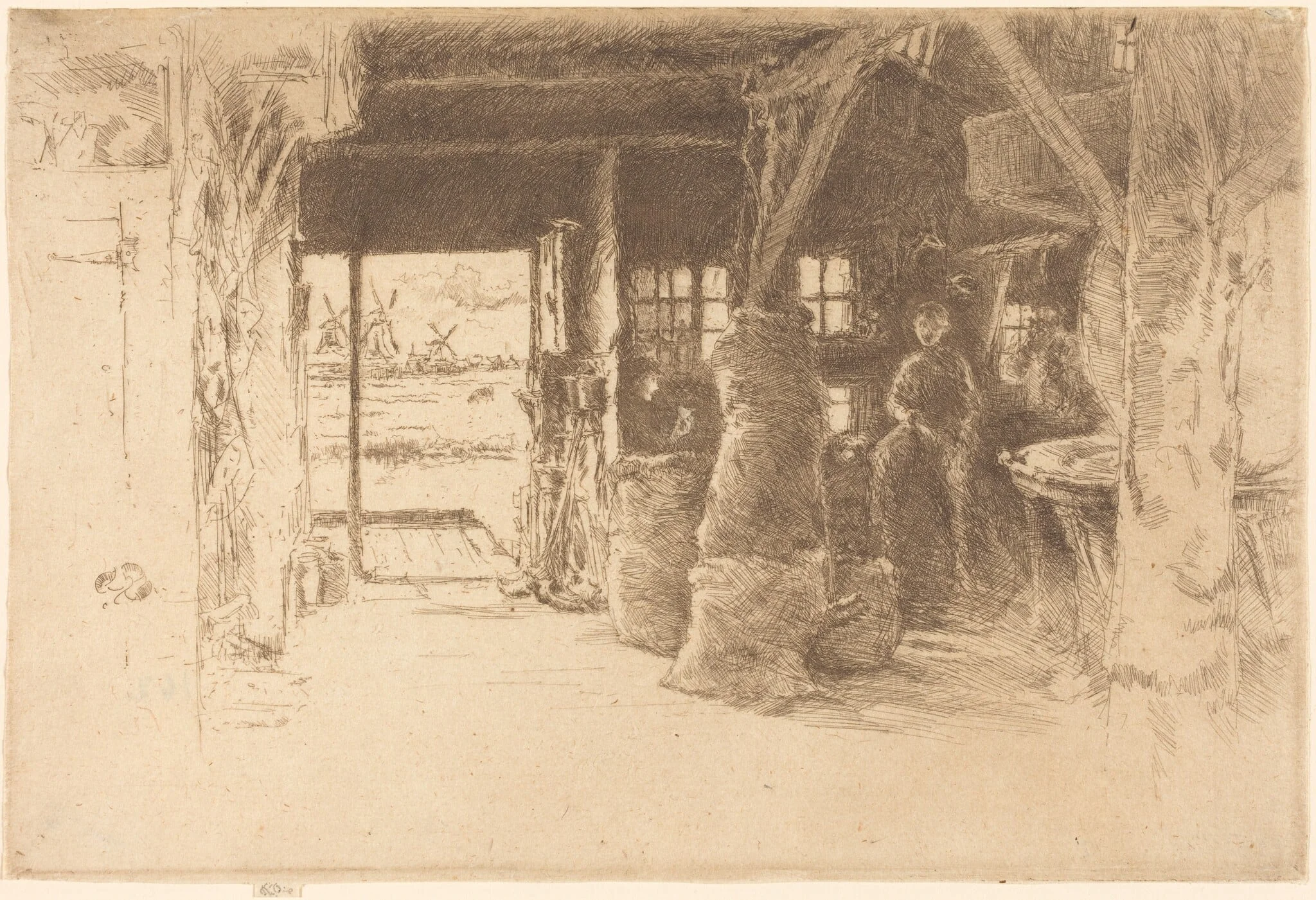 The Mill, by James McNeill Whistler, ink, 1889
