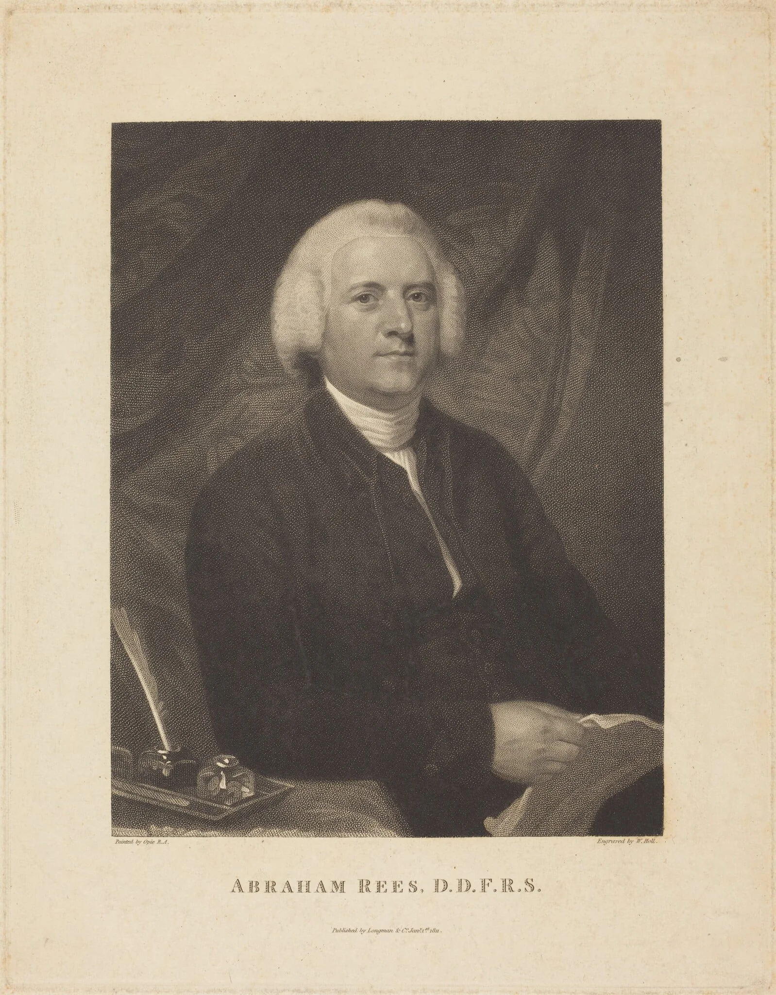 Abraham Rees, by William Holl I, ink, 1811