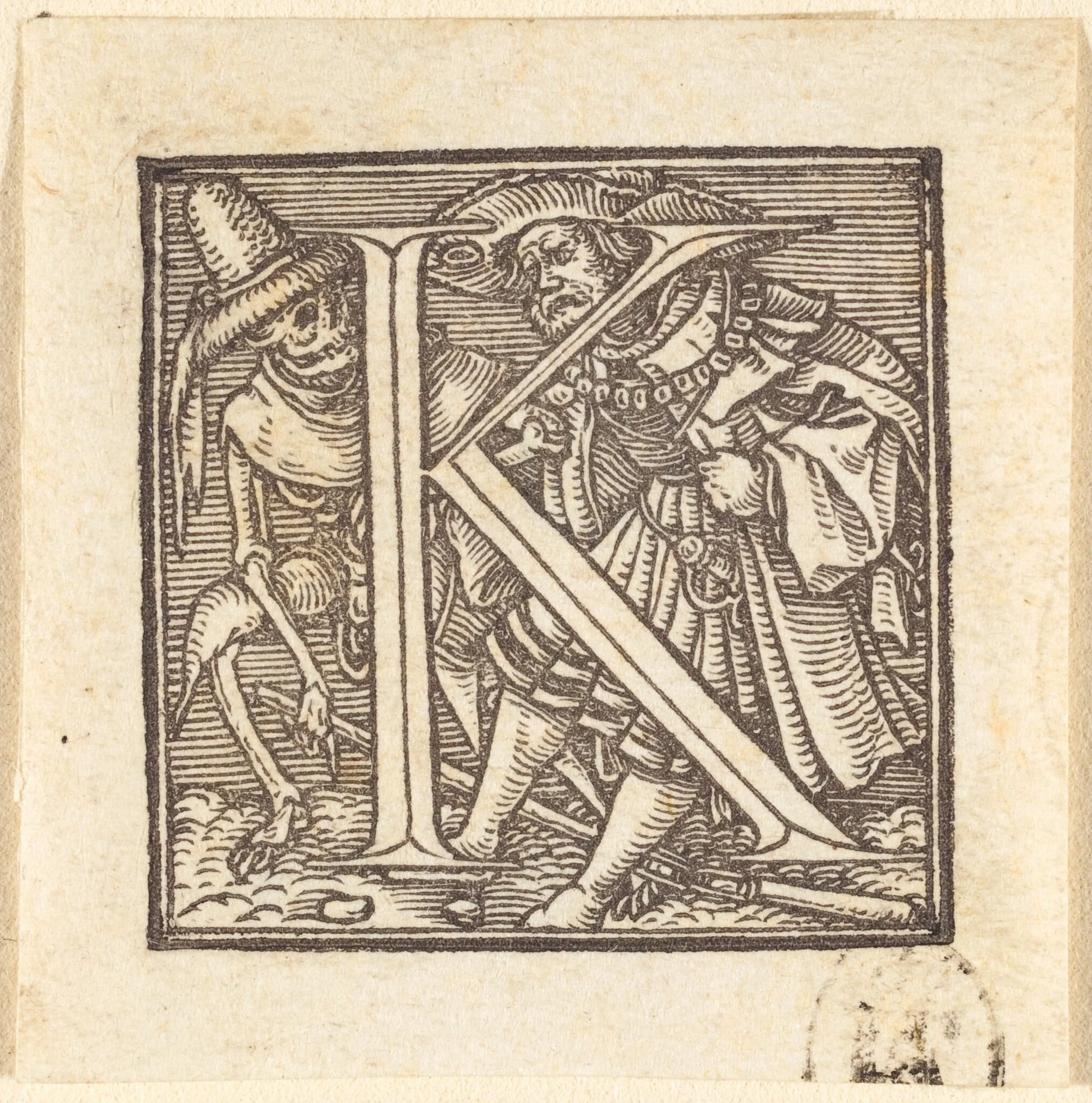 Letter K, by Hans Lützelburger, ink, 1523