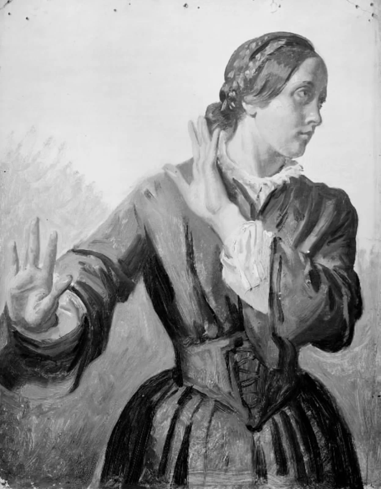 Studie af en ung kvinde (Thora Købke), by Unknown, 1850