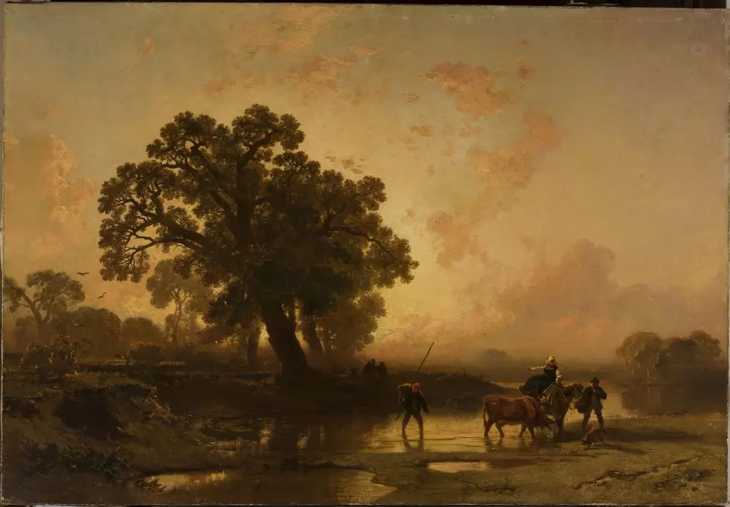 Riverside landscape at sunset