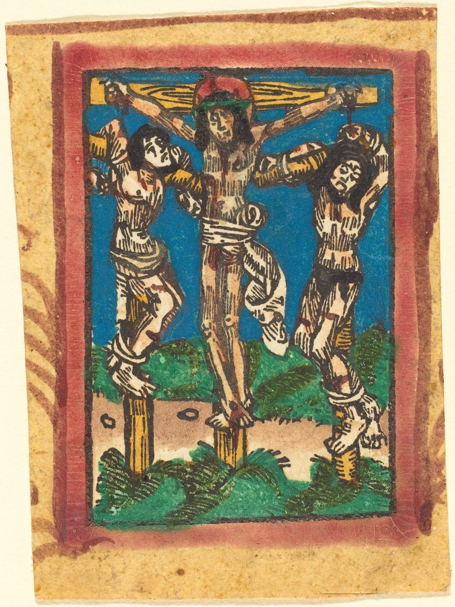 Christ on the Cross between the Two Thieves, by German 15th Century, ink, 1495