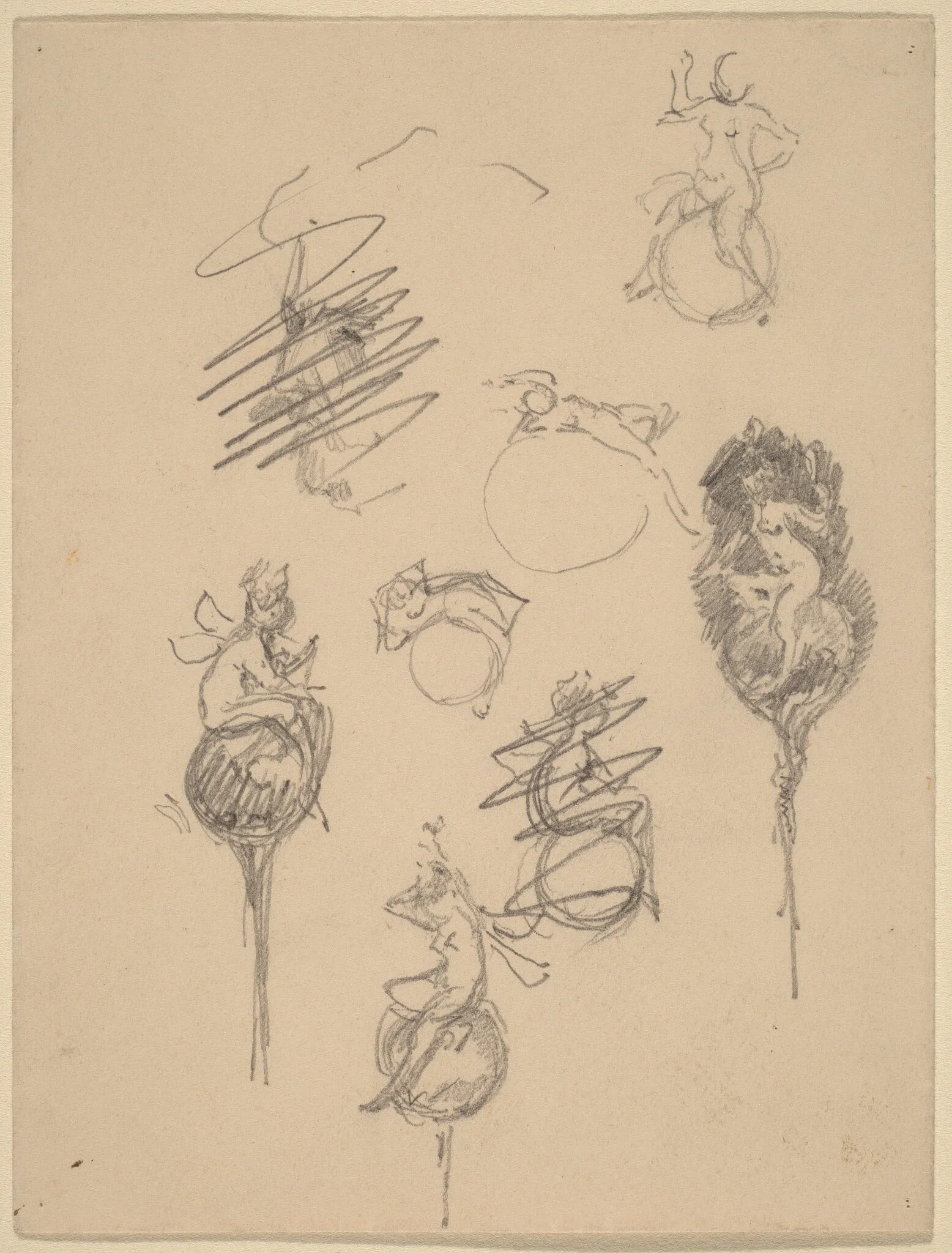 Studies for Jewelry Designs [recto], by Beatrix Godwin Whistler, graphite, 1801