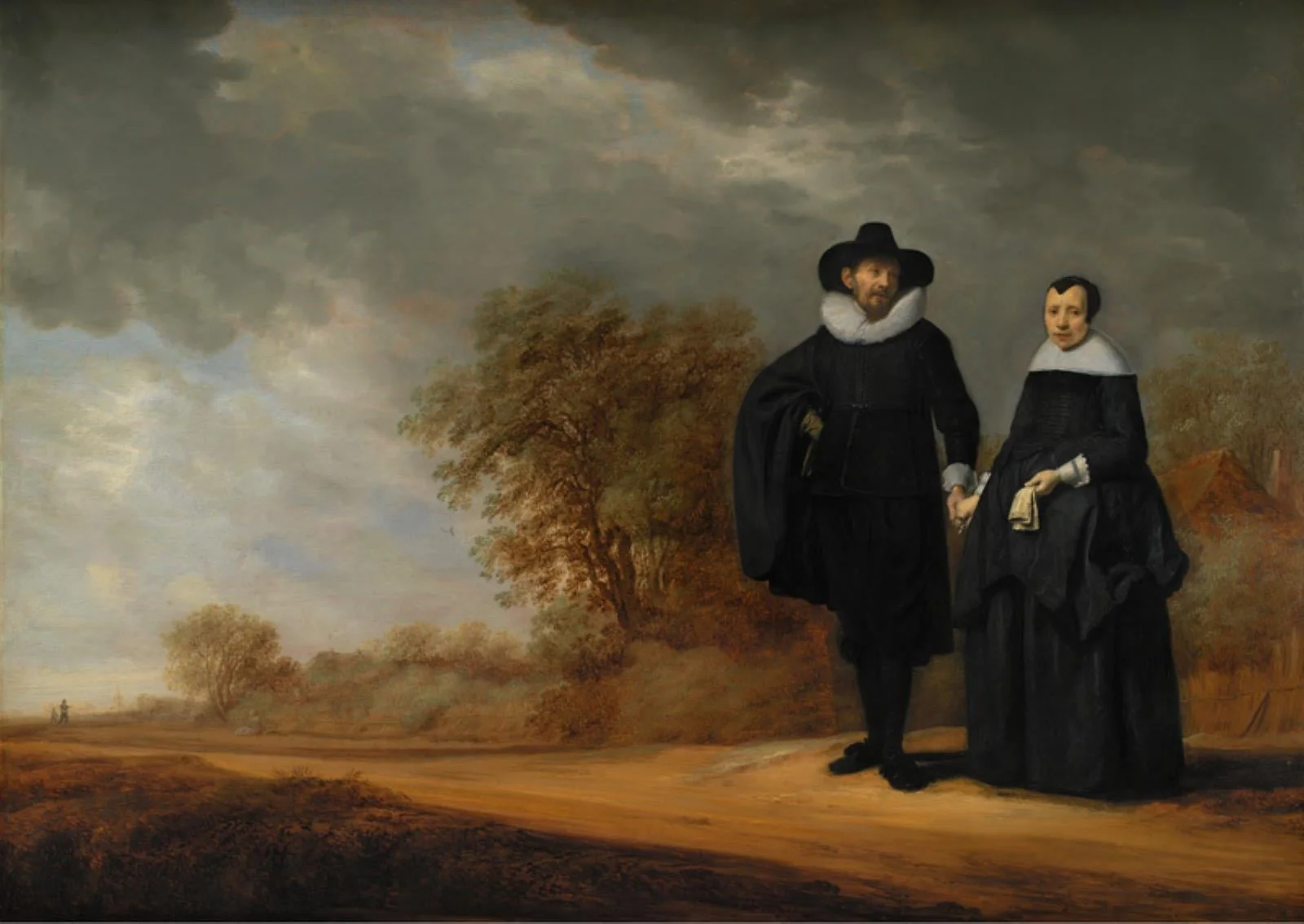 Burgomaster Cornelis Damasz. van der Gracht and his Wife, Jopken Jacobs, in a Landscape, by Unknown, unspecified, 1637