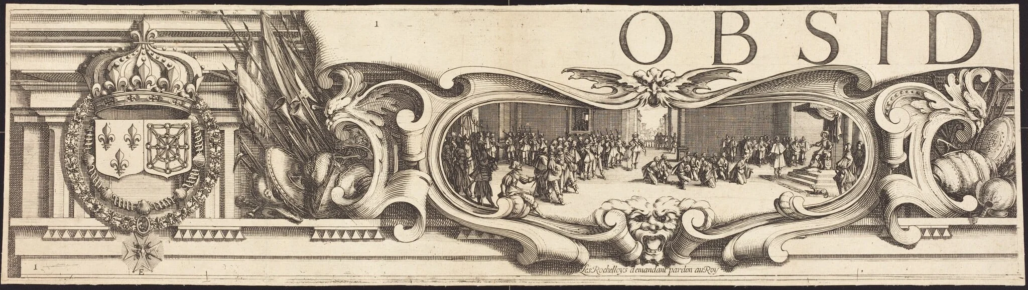 The Siege of La Rochelle [plate 1 of 16;  set comprises 1952.8.97-112], by Jacques Callot, ink, 1630