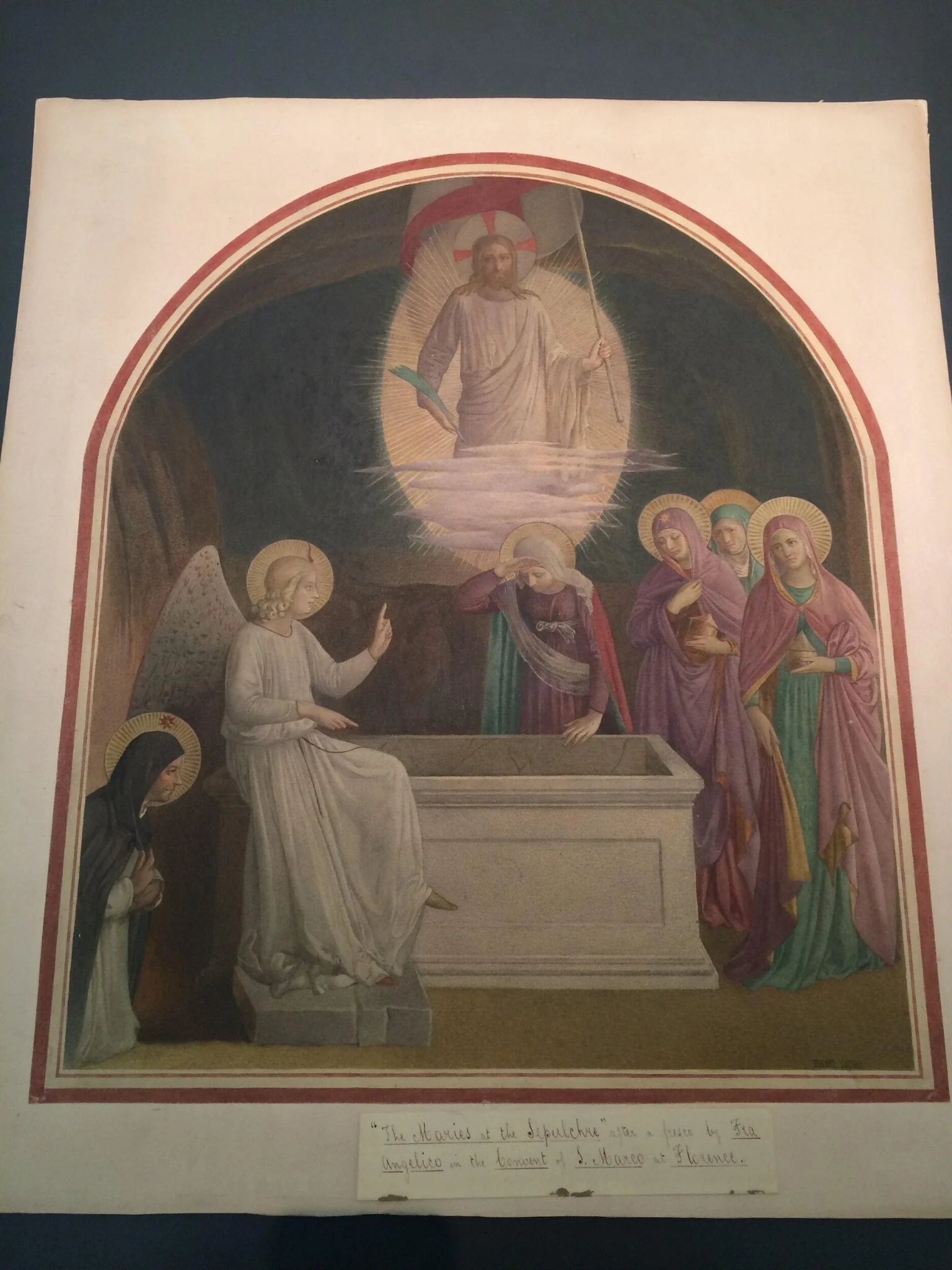 Copy after The Three Maries at the Sepulchre, Fra Angelico in the Museo di San Marco (Florence), by Fra Angelico, watercolor, 1850