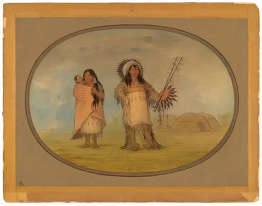 Mandan Civil Chief, His Wife, and Child