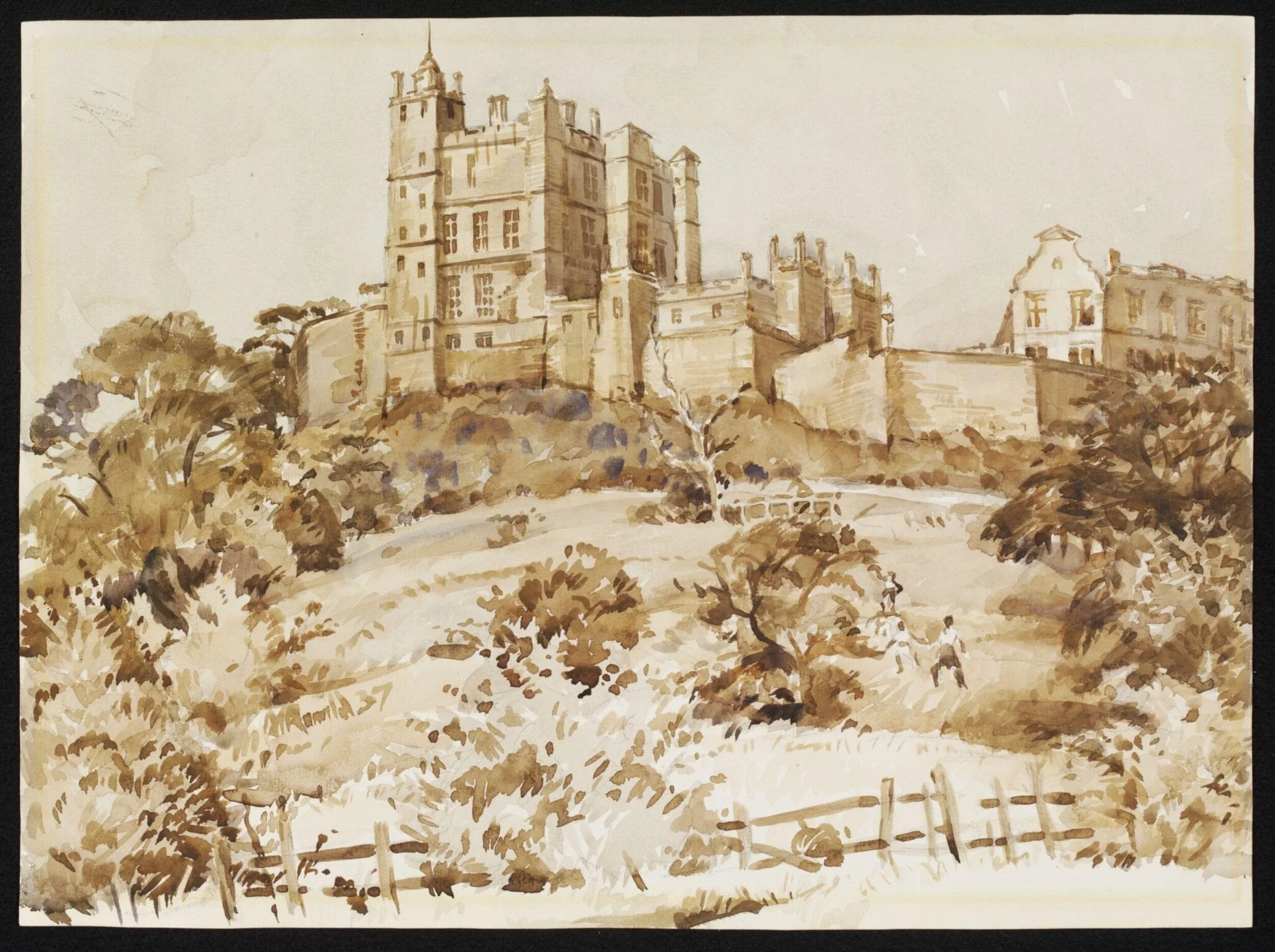 Bolsover Castle, by Ronald, watercolor, 1940
