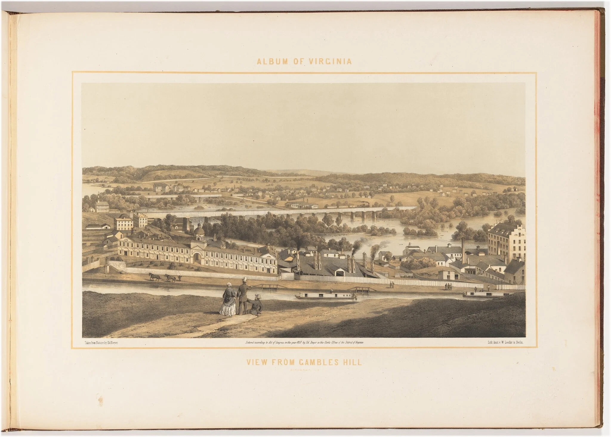 View from Gambles Hill, by Edward Beyer, ink, 1857