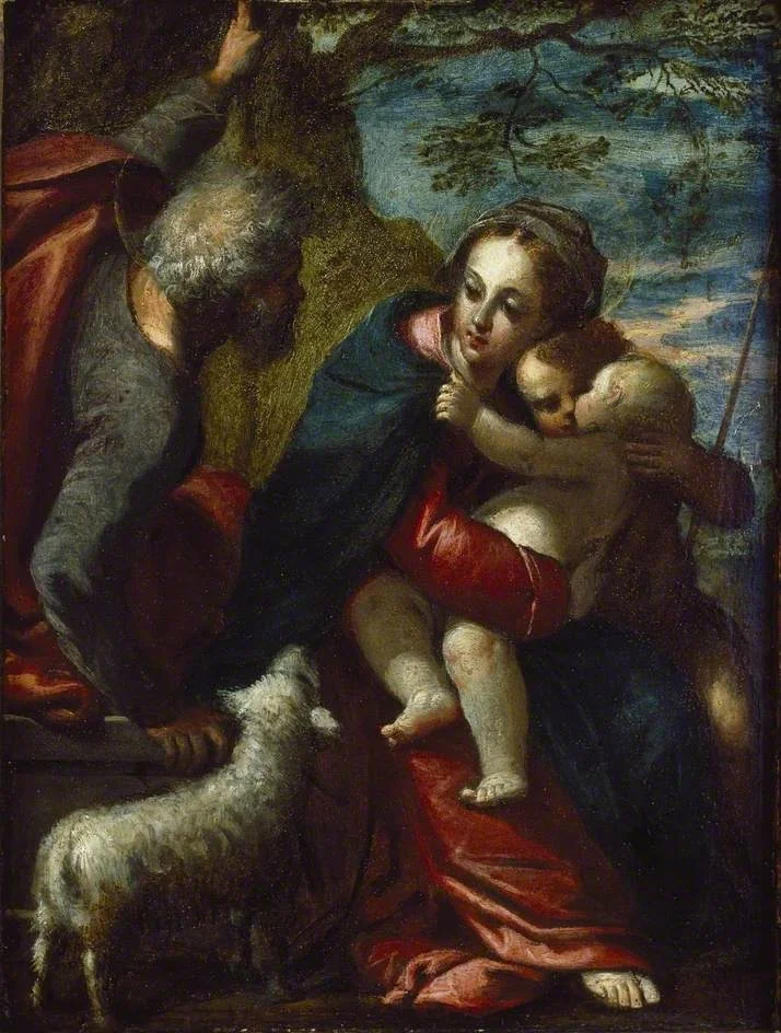 The Holy Family with the young St John the Baptist, by Scarsellino, oil, 1595