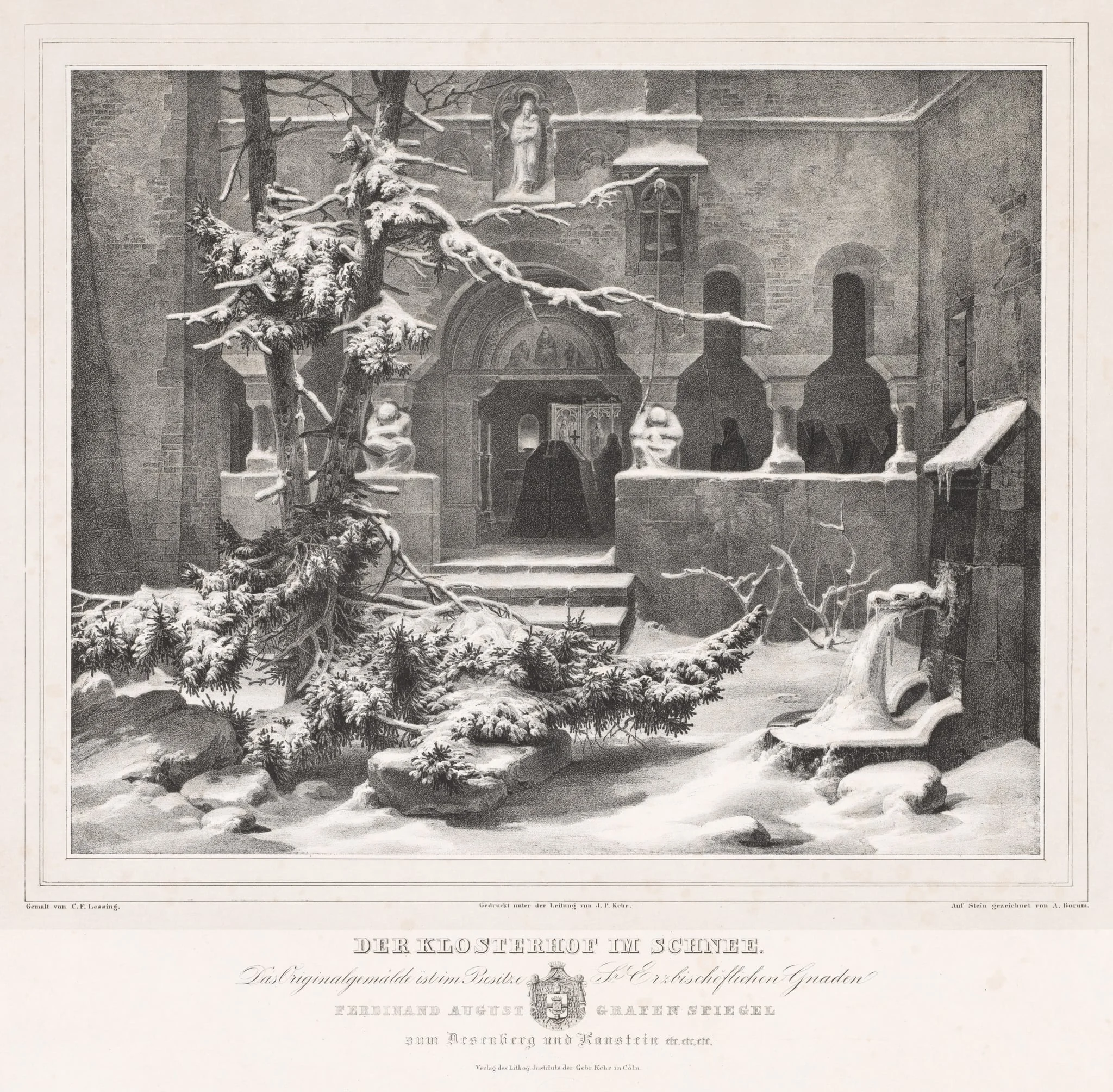 Churchyard with Snow, by Andreas Borum, 1835
