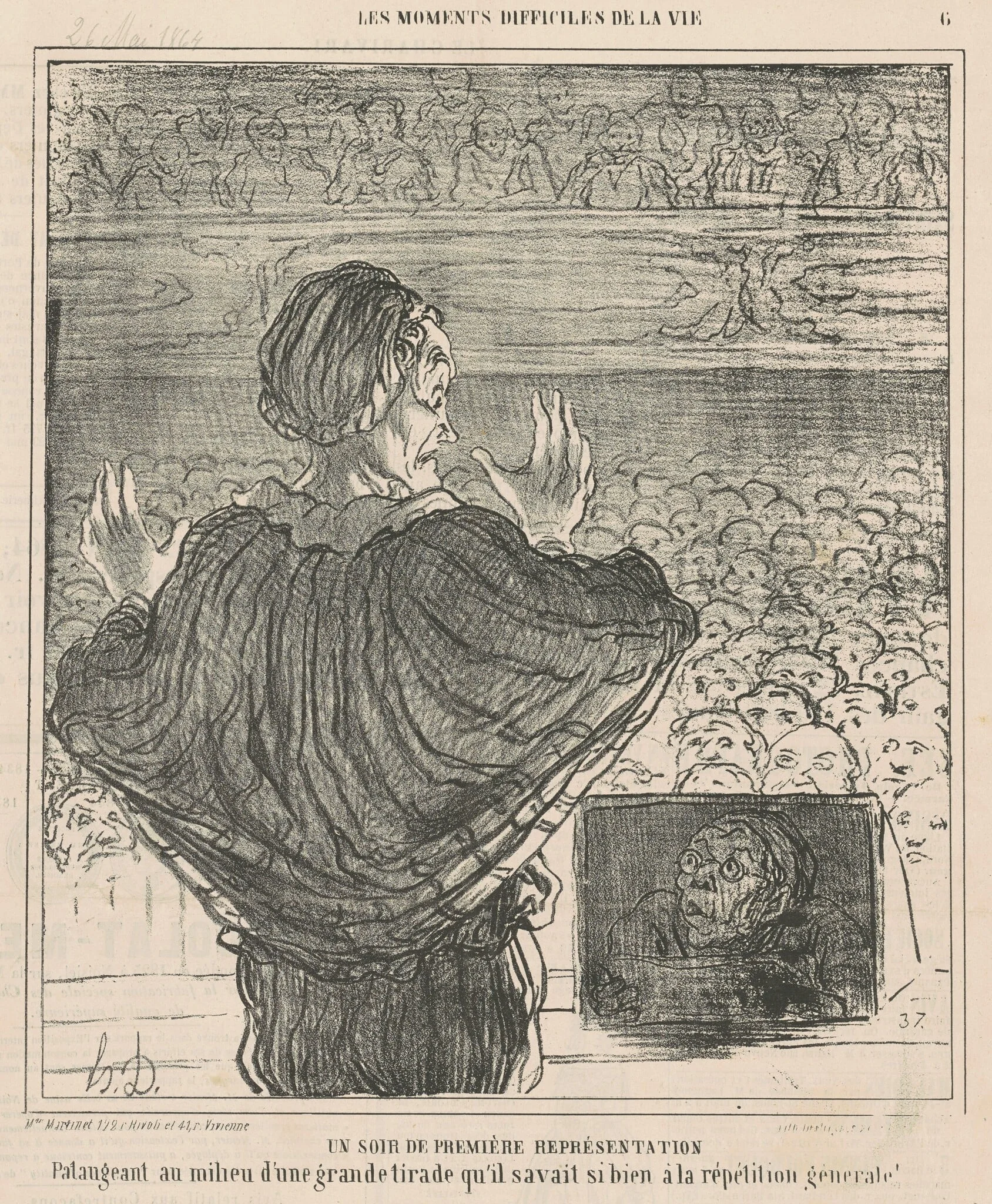 Un soir de première représentation, by Honoré Daumier, ink, 1864