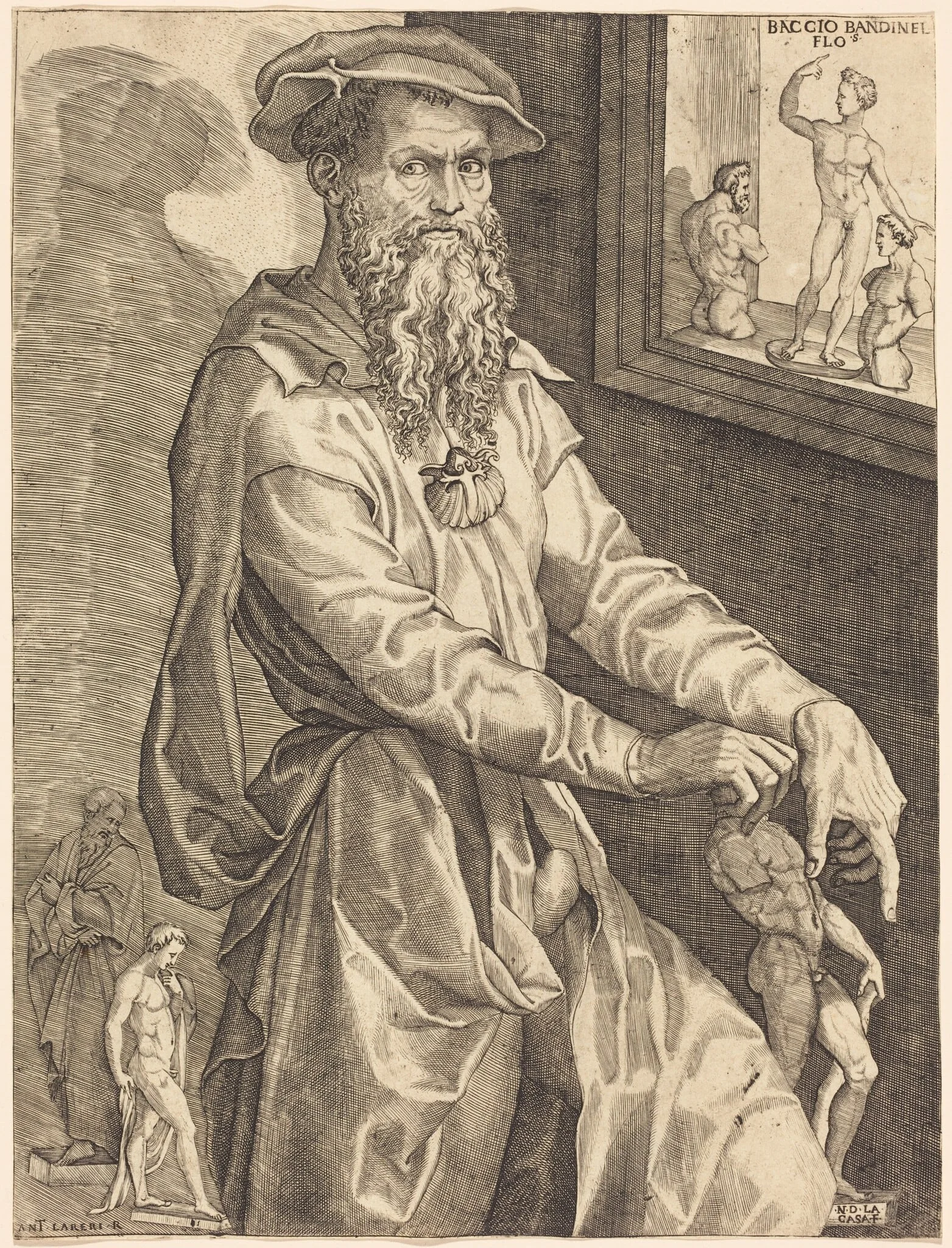 Baccio Bandinelli, by Nicolò della Casa, ink, 1544