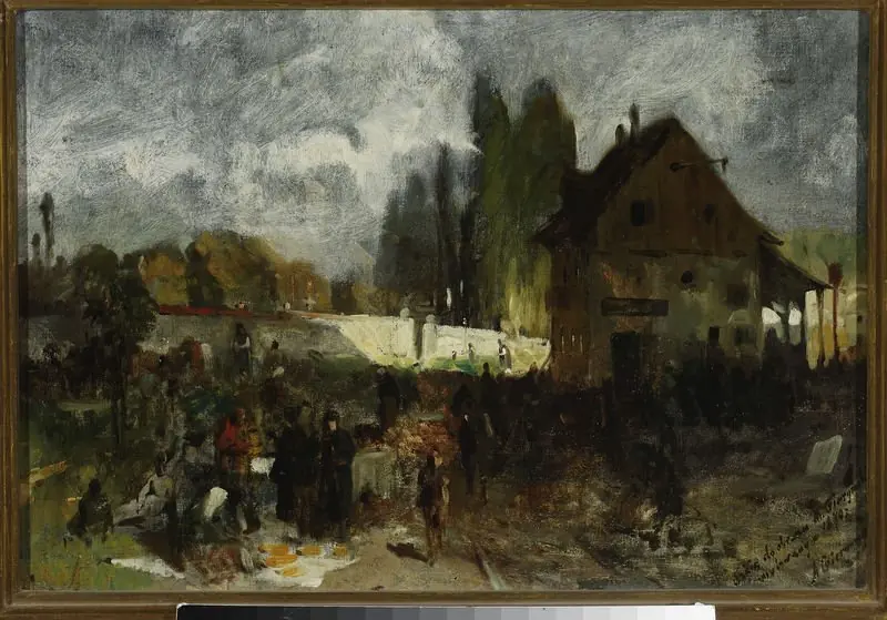 In front of the graveyard, sketch