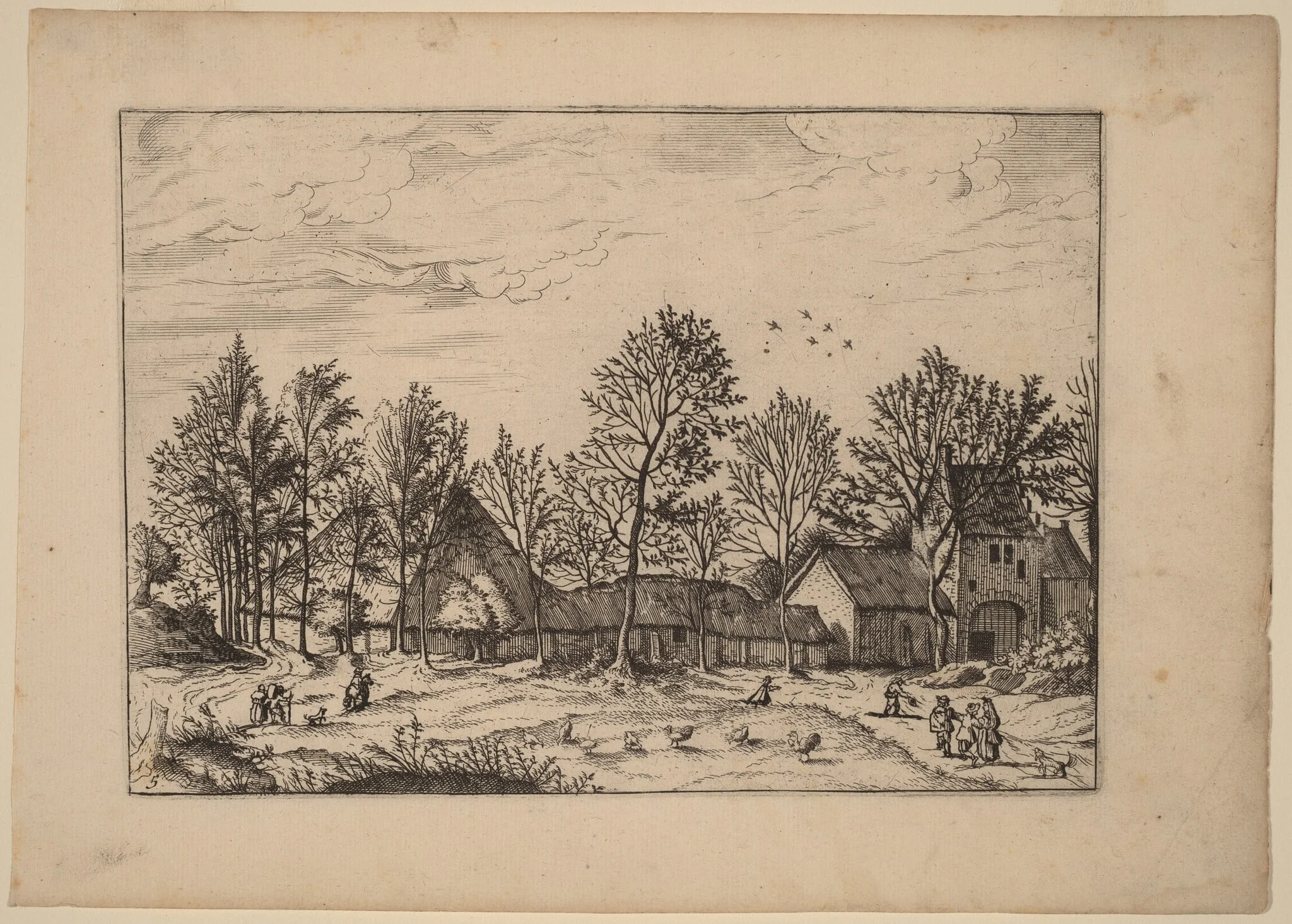 Farm with Gateway, by Lucas van Doetechum, ink, 1676