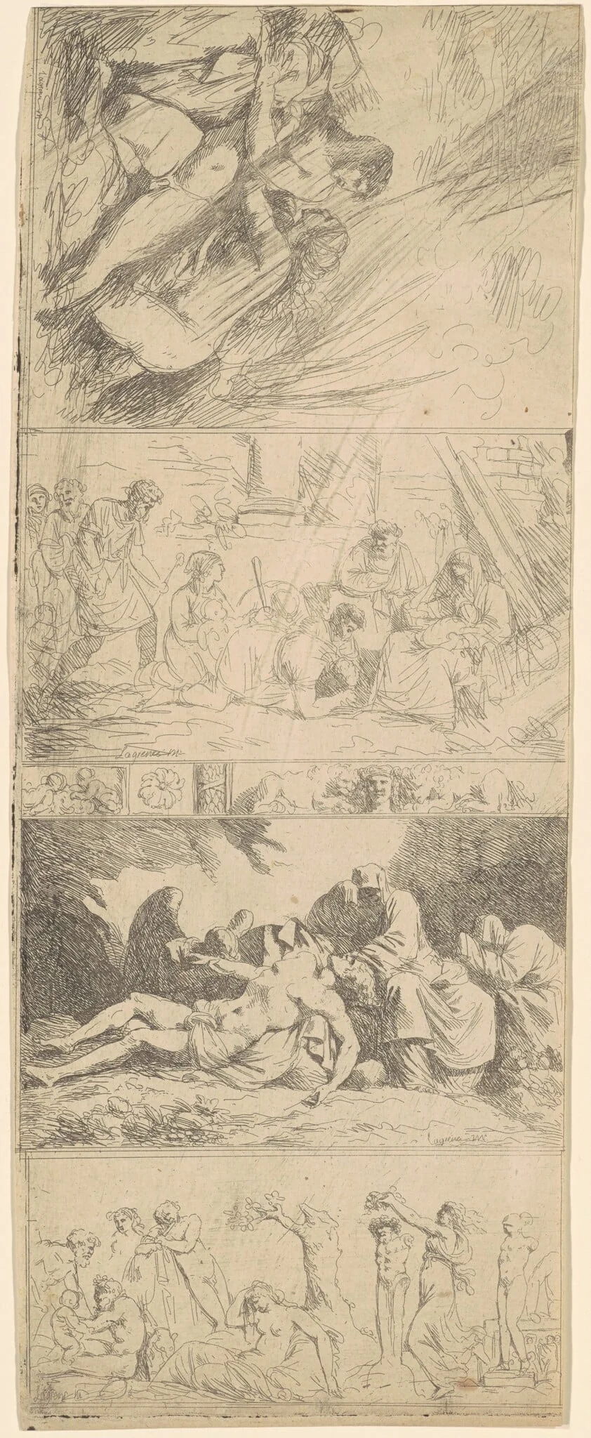Four Religious and Secular Compositions, by Jean Jacques II Lagrenée, ink, 1764