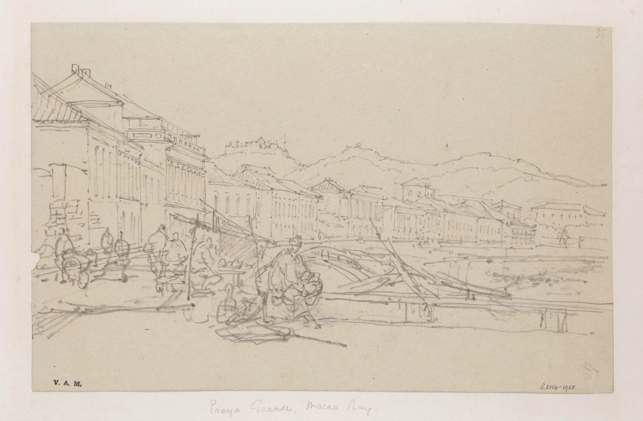 Houses on the Praya Grande, Macau, looking north-east, by George Chinnery, 19