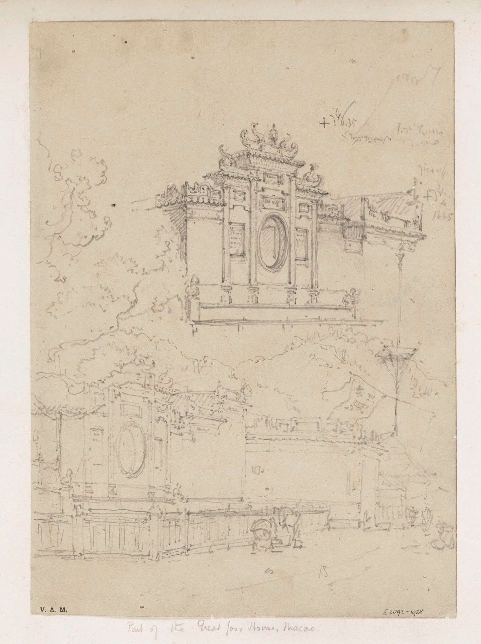 Drawings of the A-Ma temple, Macau, by George Chinnery, 3