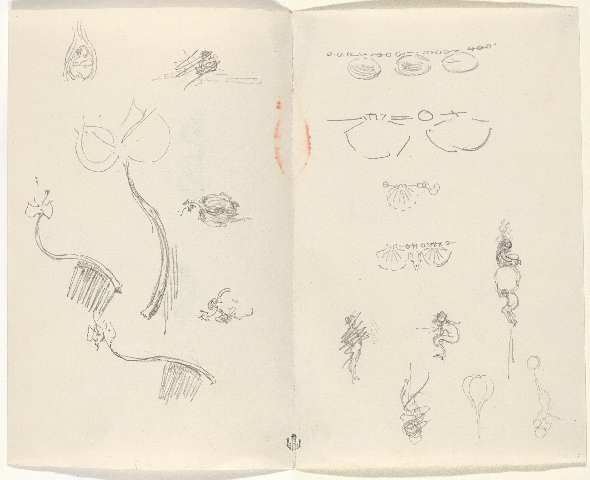 Studies for Jewelry Designs [verso], by Beatrix Godwin Whistler, ink, 1801