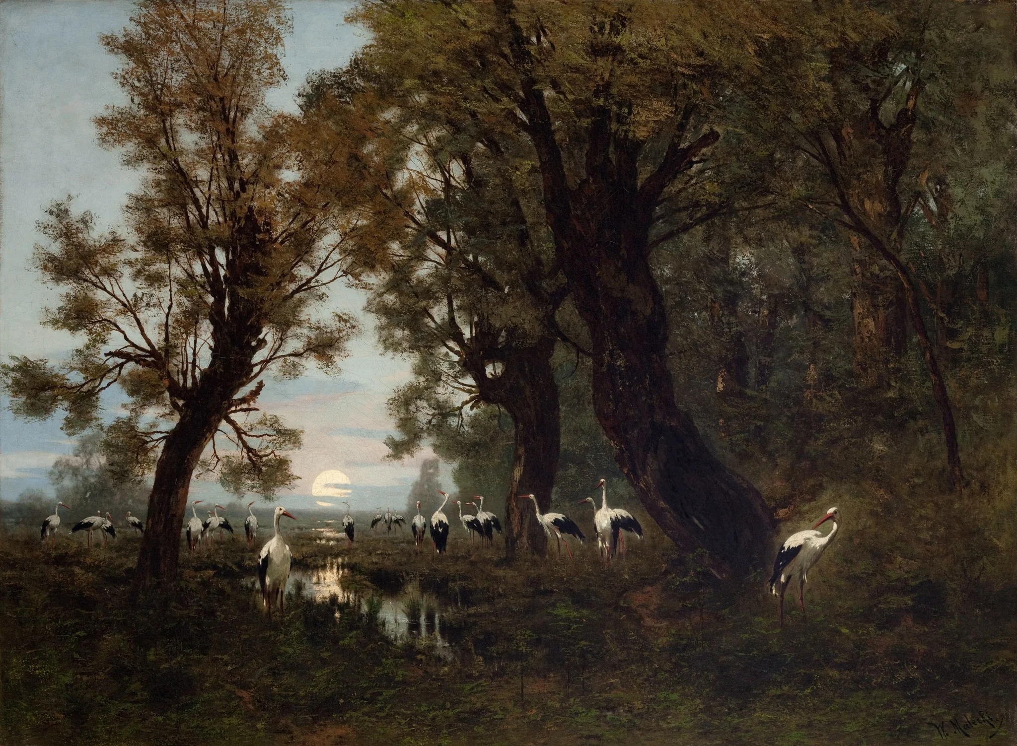Stork's parliament, by Władysław Malecki, oil, 1874