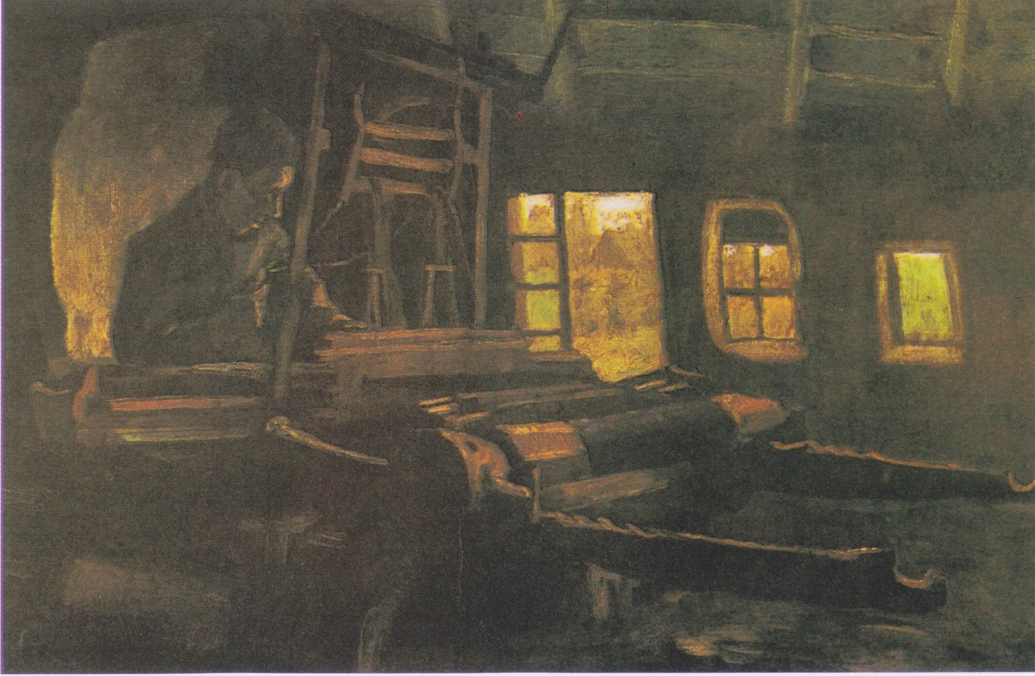 Weaver, Interior with Three Small Windows