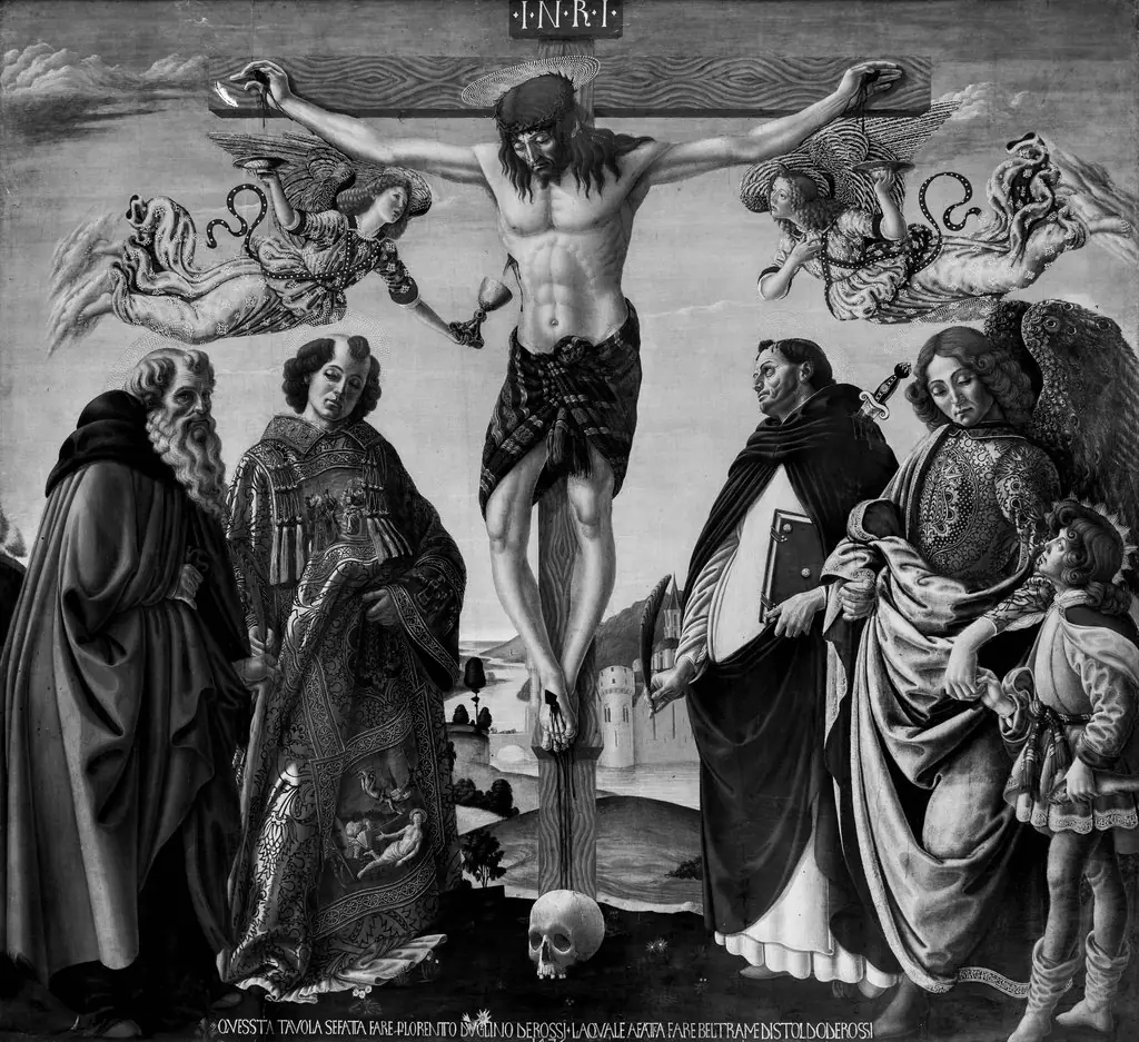 Christ on the Cross and Four Saints