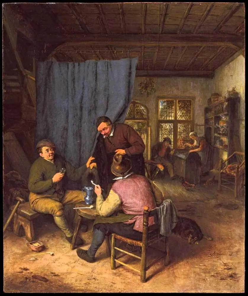Customers Conversing in a Tavern
