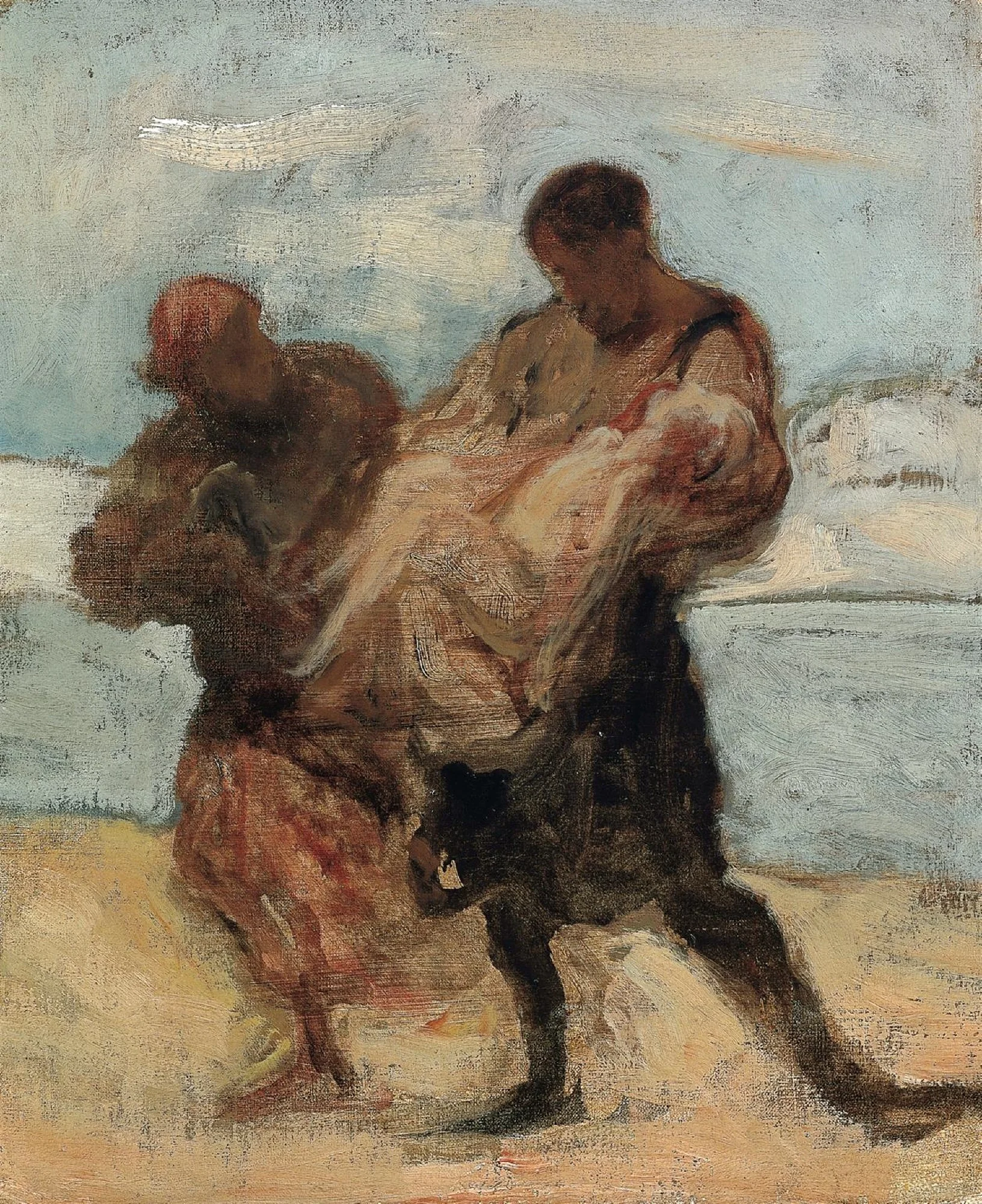 The Rescue, by Honoré Daumier, oil, 1870