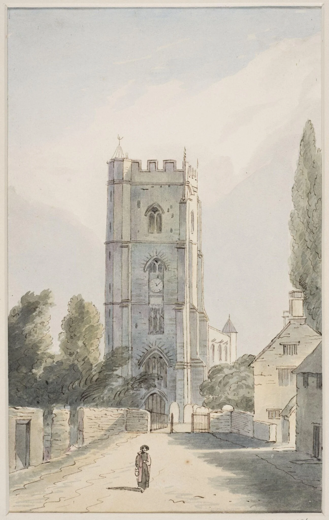 Queen Camel Church, by Elizabeth Grace Knight, watercolor, 1837