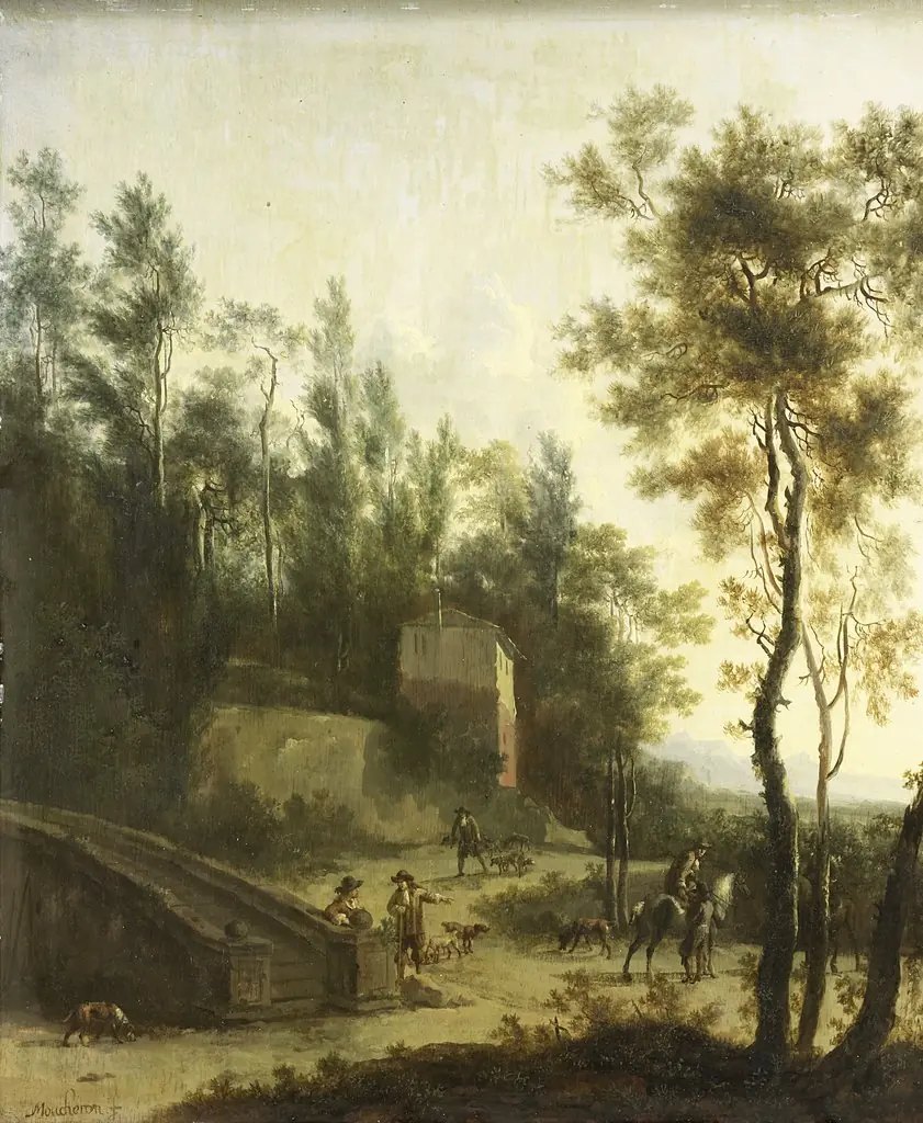 Italian landscape with hunters