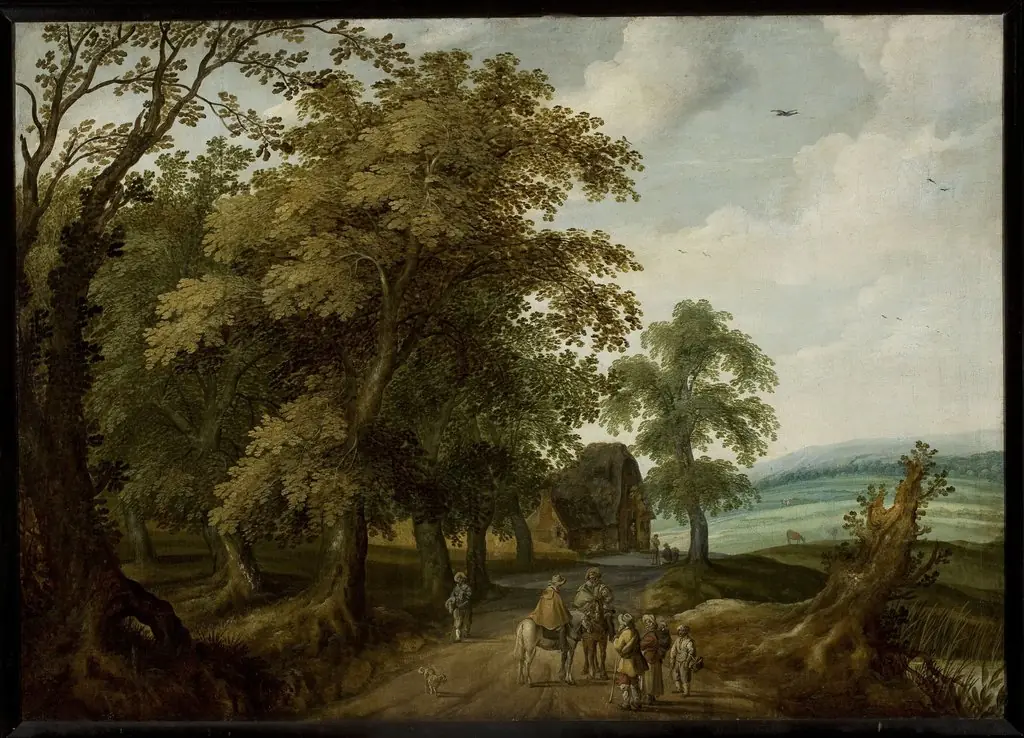 Landscape with travellers on the road