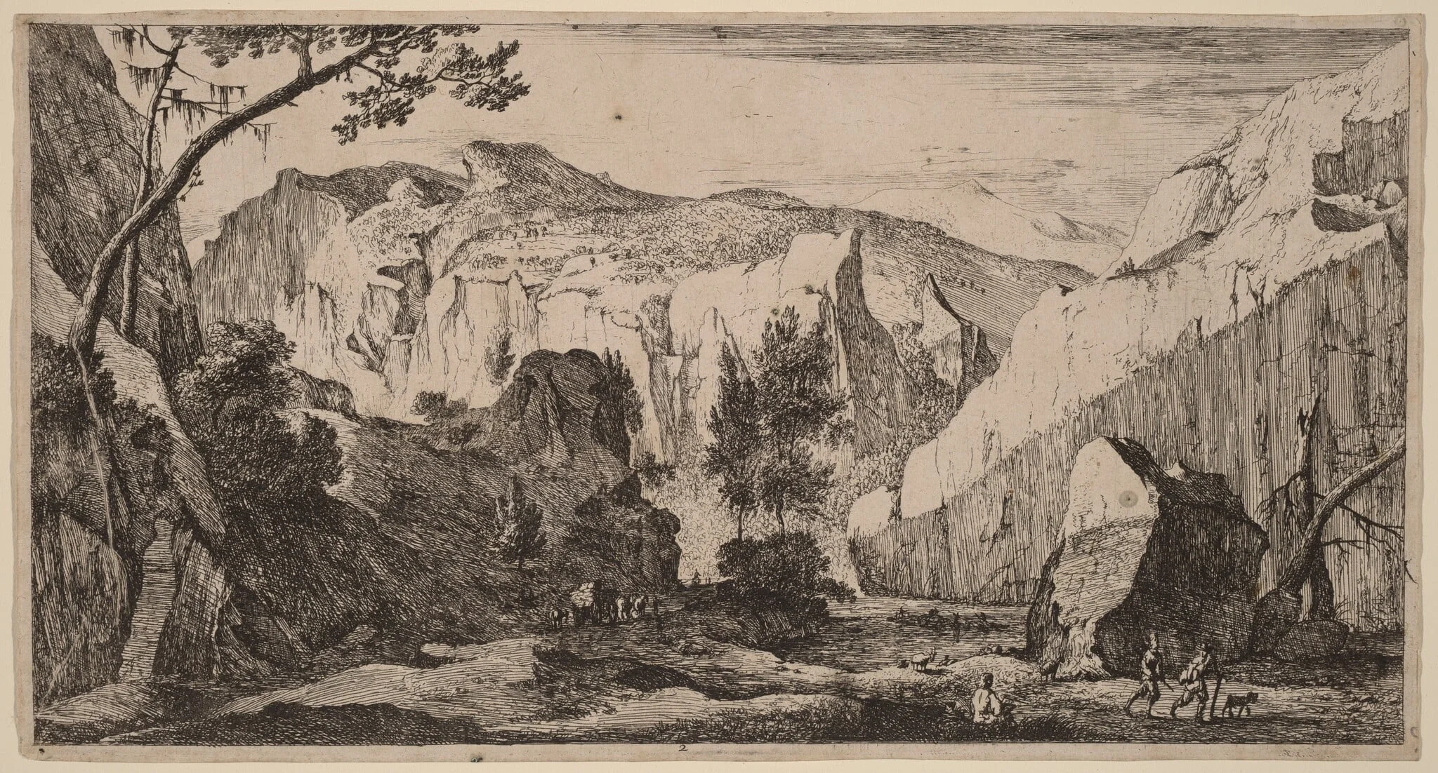 Rocky Landscape: pl.2, by Roelant Roghman, ink, 1660