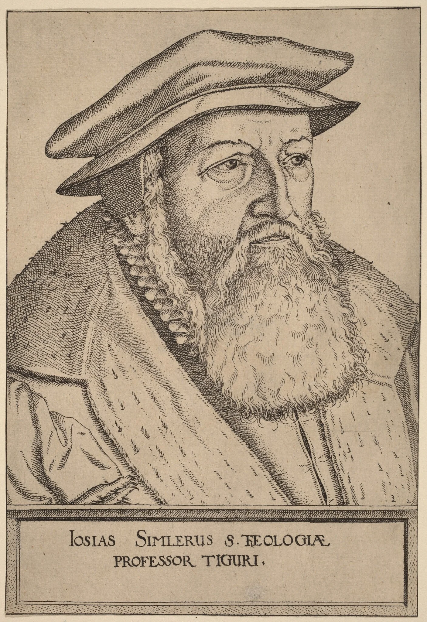 Josias Simler, by Dietrich the Elder Meyer, ink, 1565