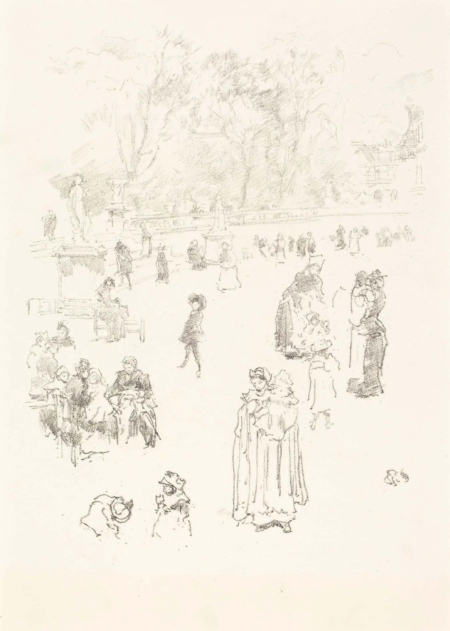 Nursemaids: "Les Bonnes du Luxembourg", by James McNeill Whistler, ink, 1894