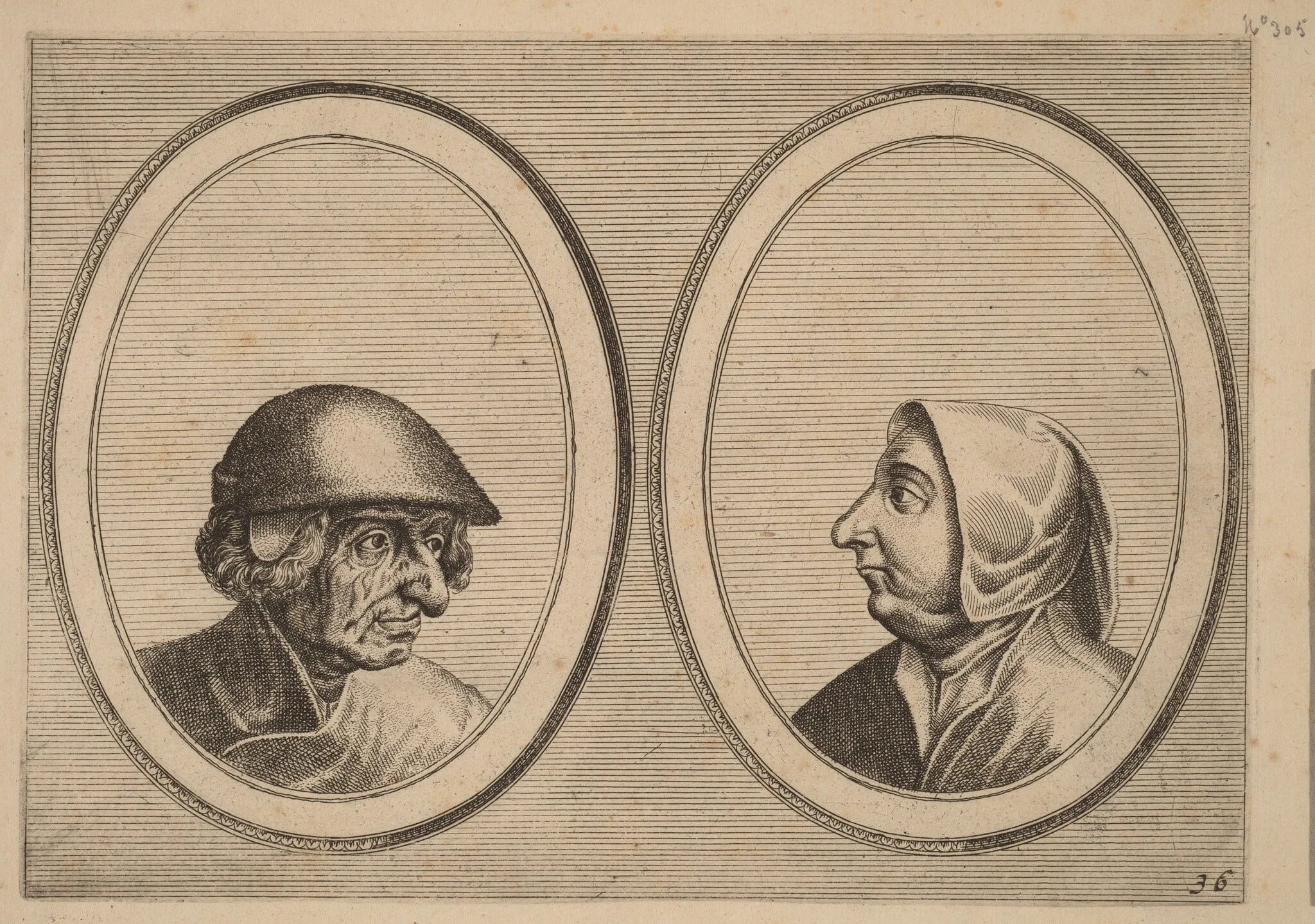 "Schonckje Wel-bedrocht" and "Pronckje Heel-volmaeckt", by Lucas van Doetechum, ink, 1564