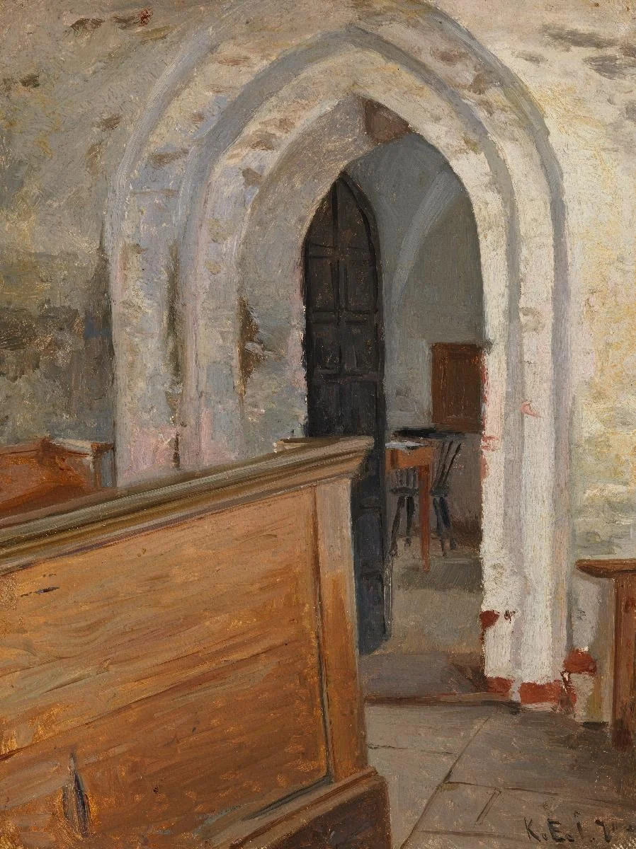 Sisäkuva Finströmin kirkosta, ovi sakaristoon, by Karl Jansson, unspecified, 1870