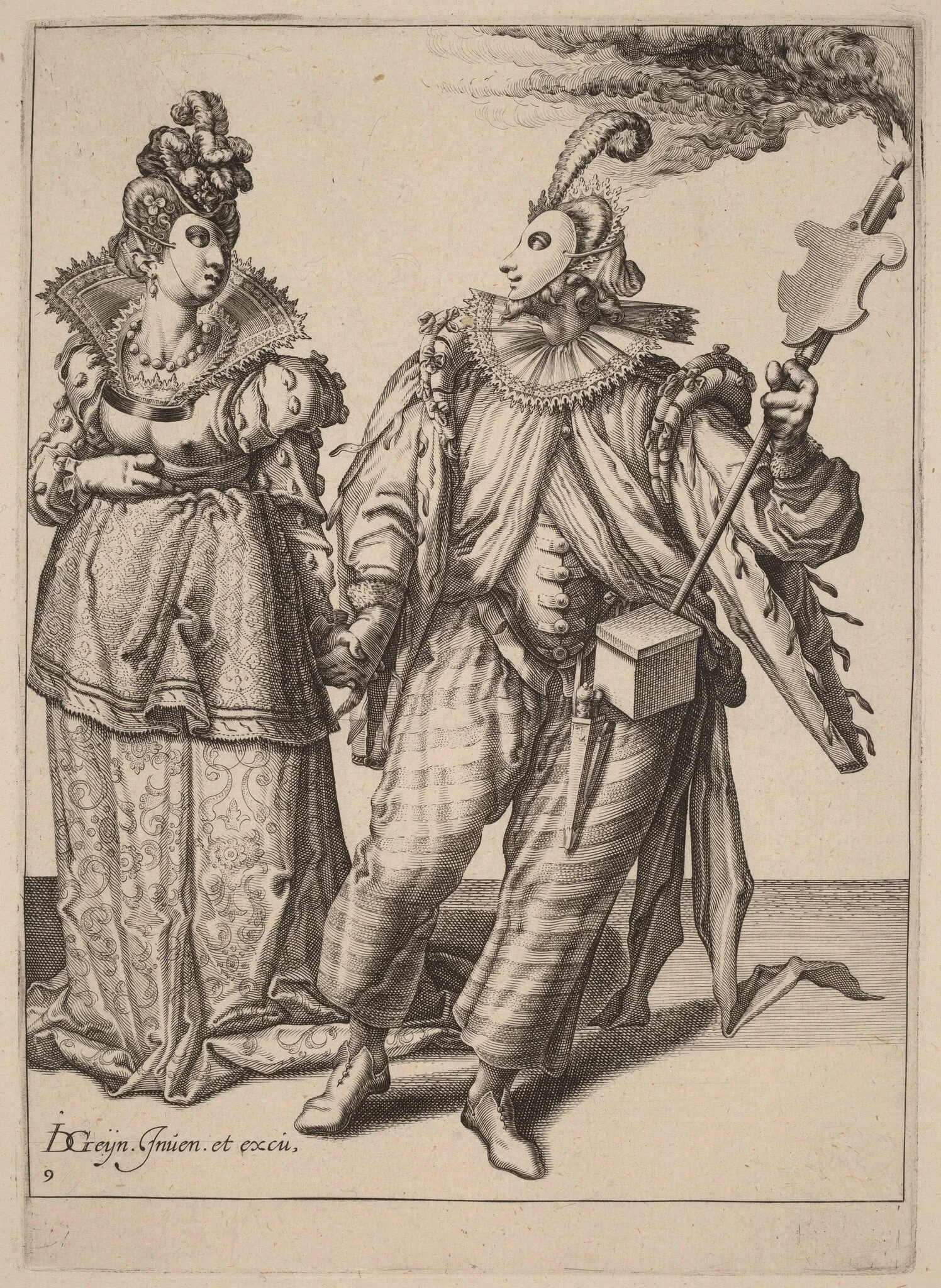 A Woman Led by a Player Holding a Torch