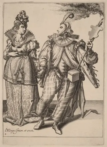 A Woman Led by a Player Holding a Torch