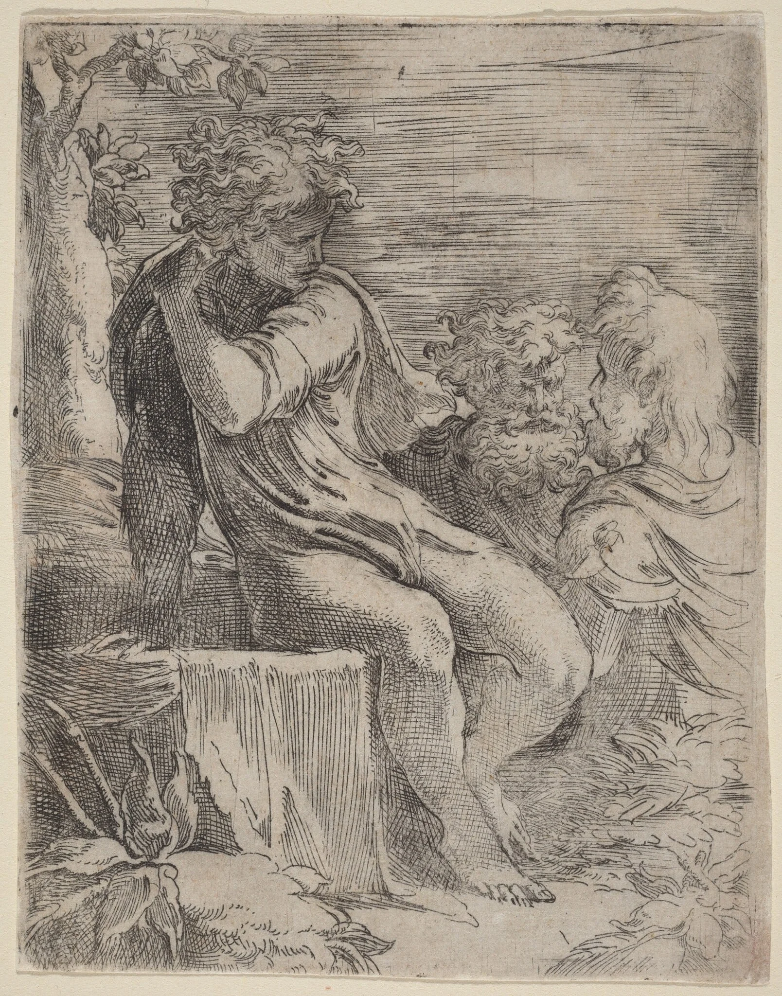 The Boy and Two Old Men, by Parmigianino, ink, 1522