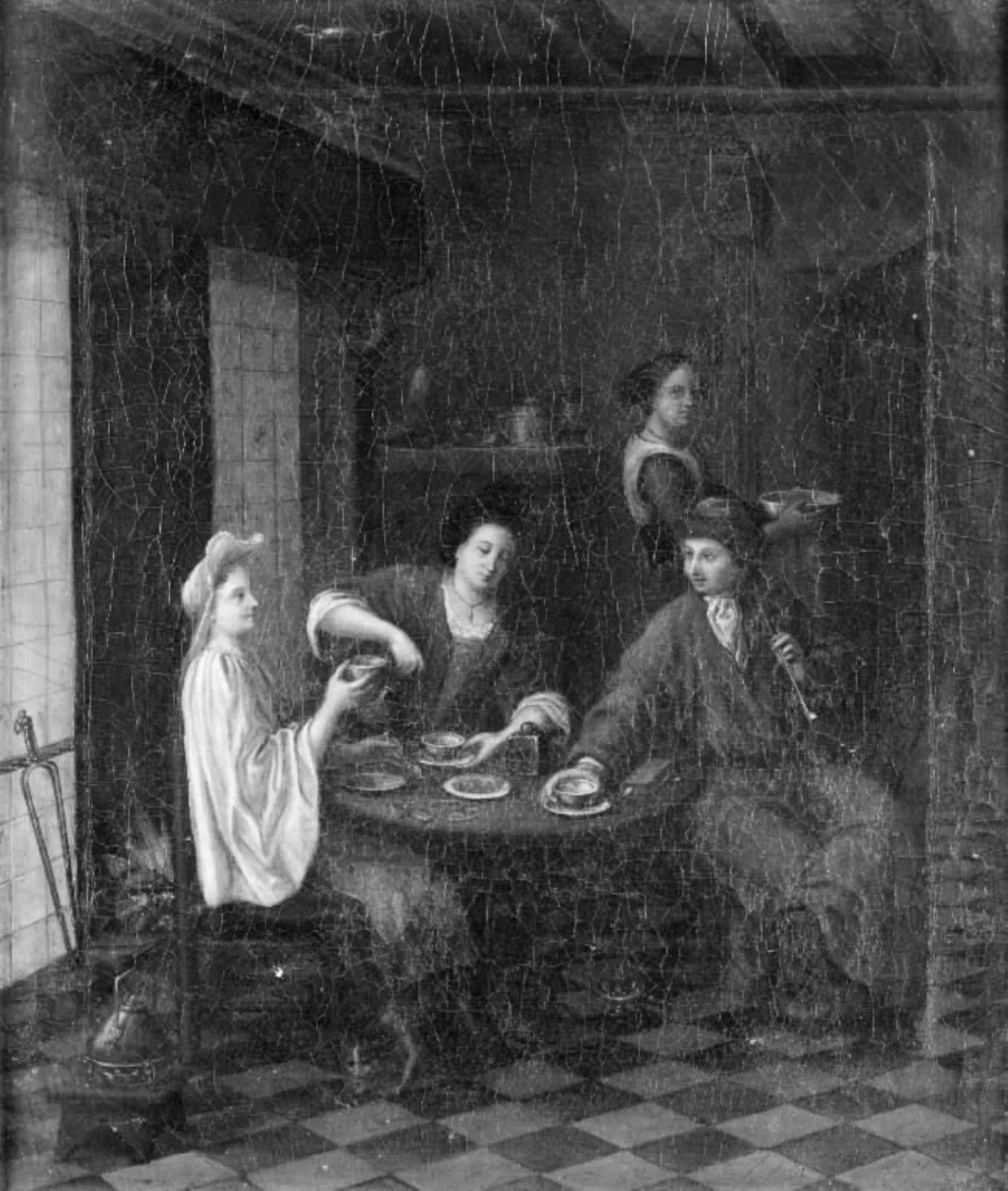 The Family Having Lunch, by Unknown, 1702
