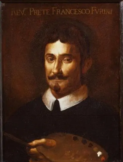 Self-portrait holding a palette