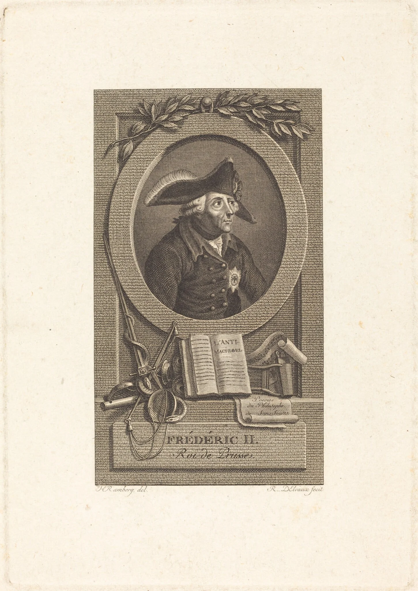 Frederick the Great, King of Prussia, by Remi-Henri-Joseph Delvaux, ink, 1786