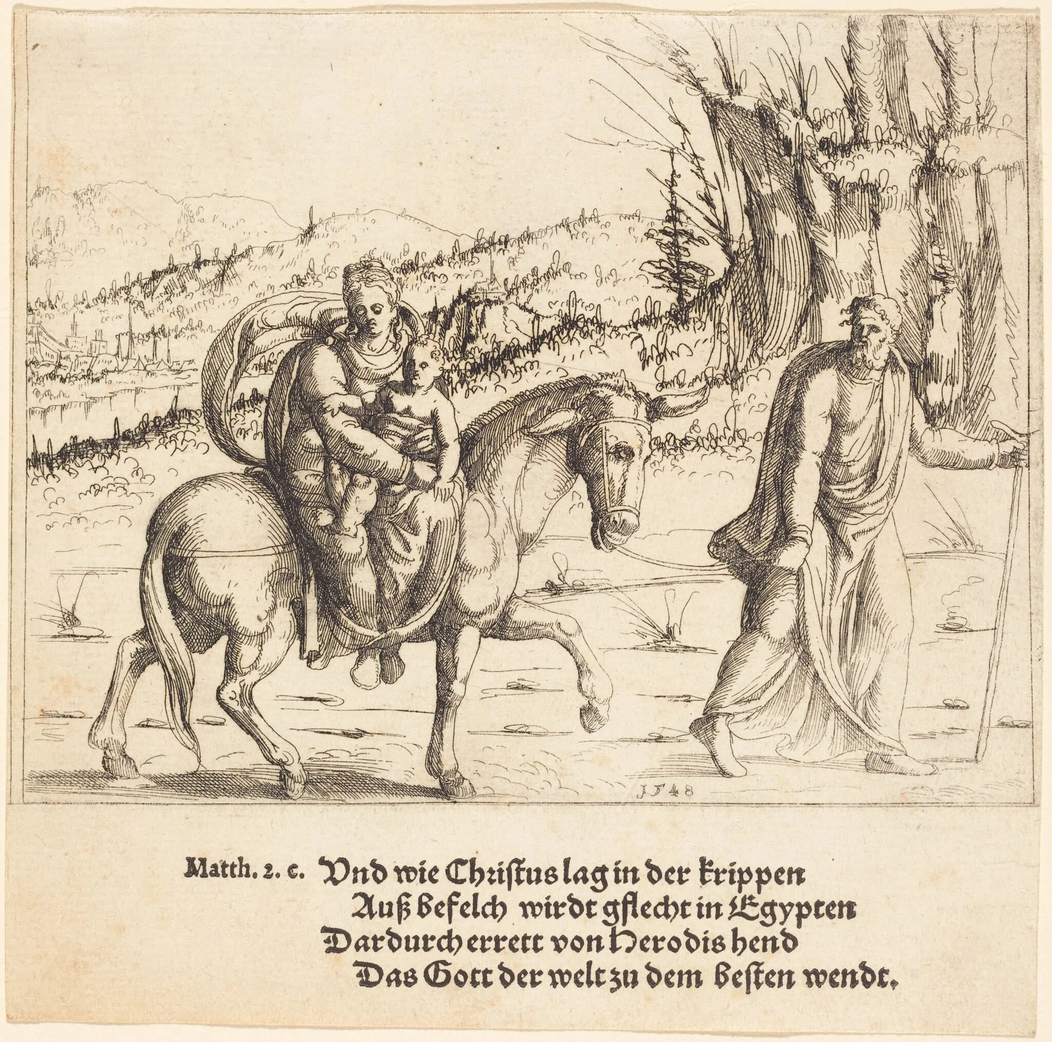 The Flight into Egypt, by Augustin Hirschvogel, ink, 1548