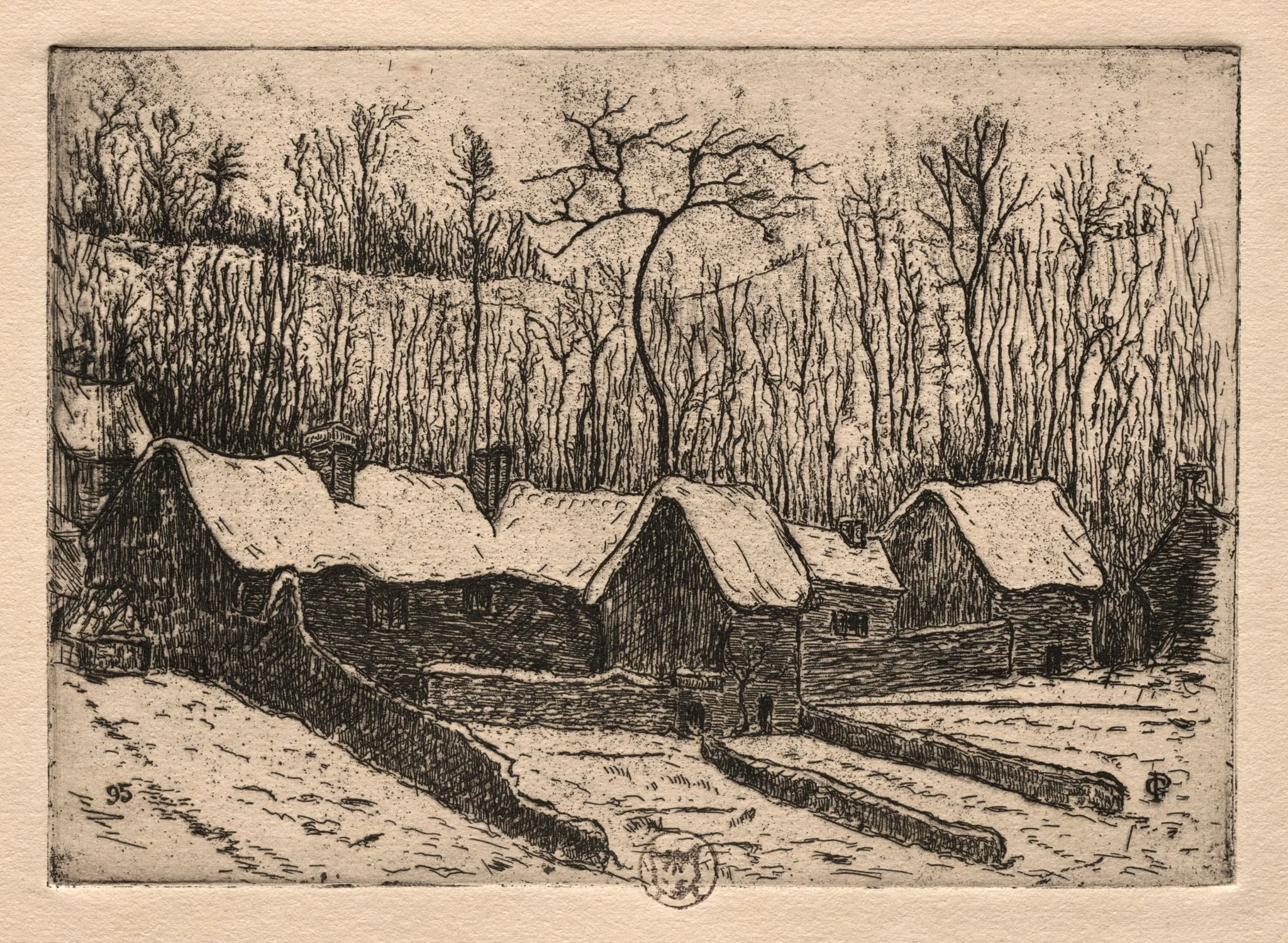 Six Etchings: The Thatched Bakery, Auvers, by Paul Gachet, 1895