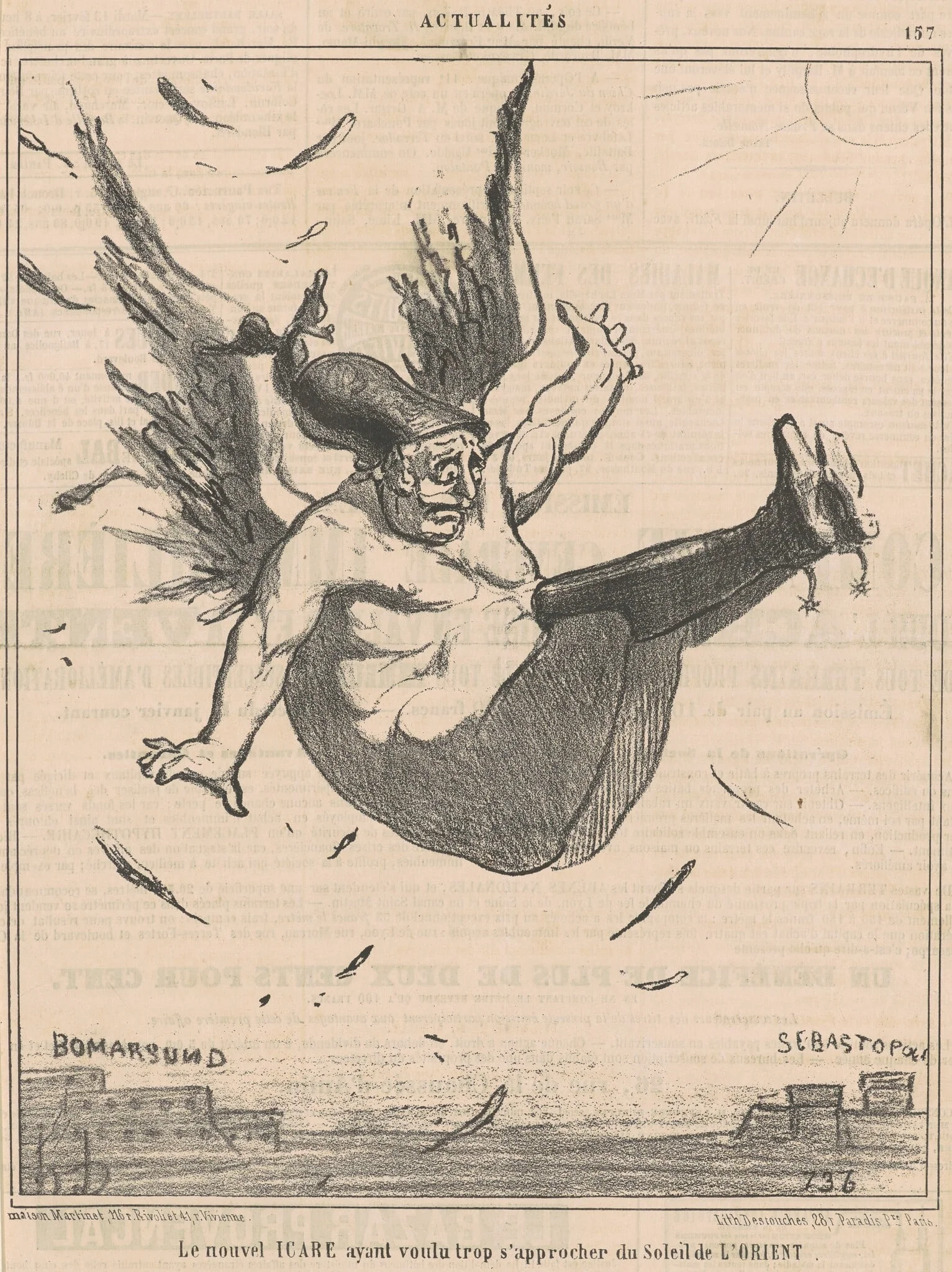 Le nouvel Icare ..., by Honoré Daumier, ink, 1855