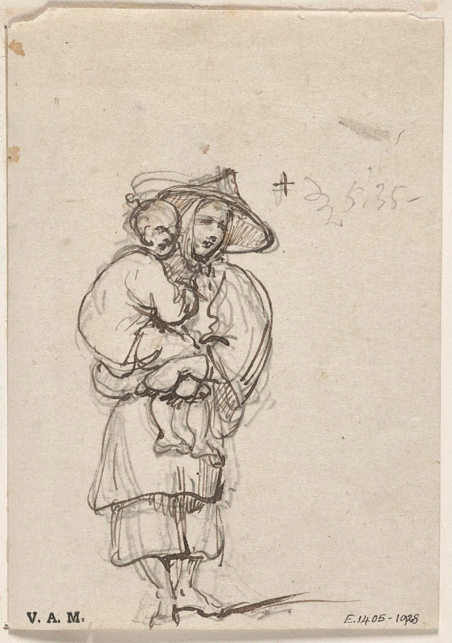 A boatwoman holding a child, by George Chinnery, 8