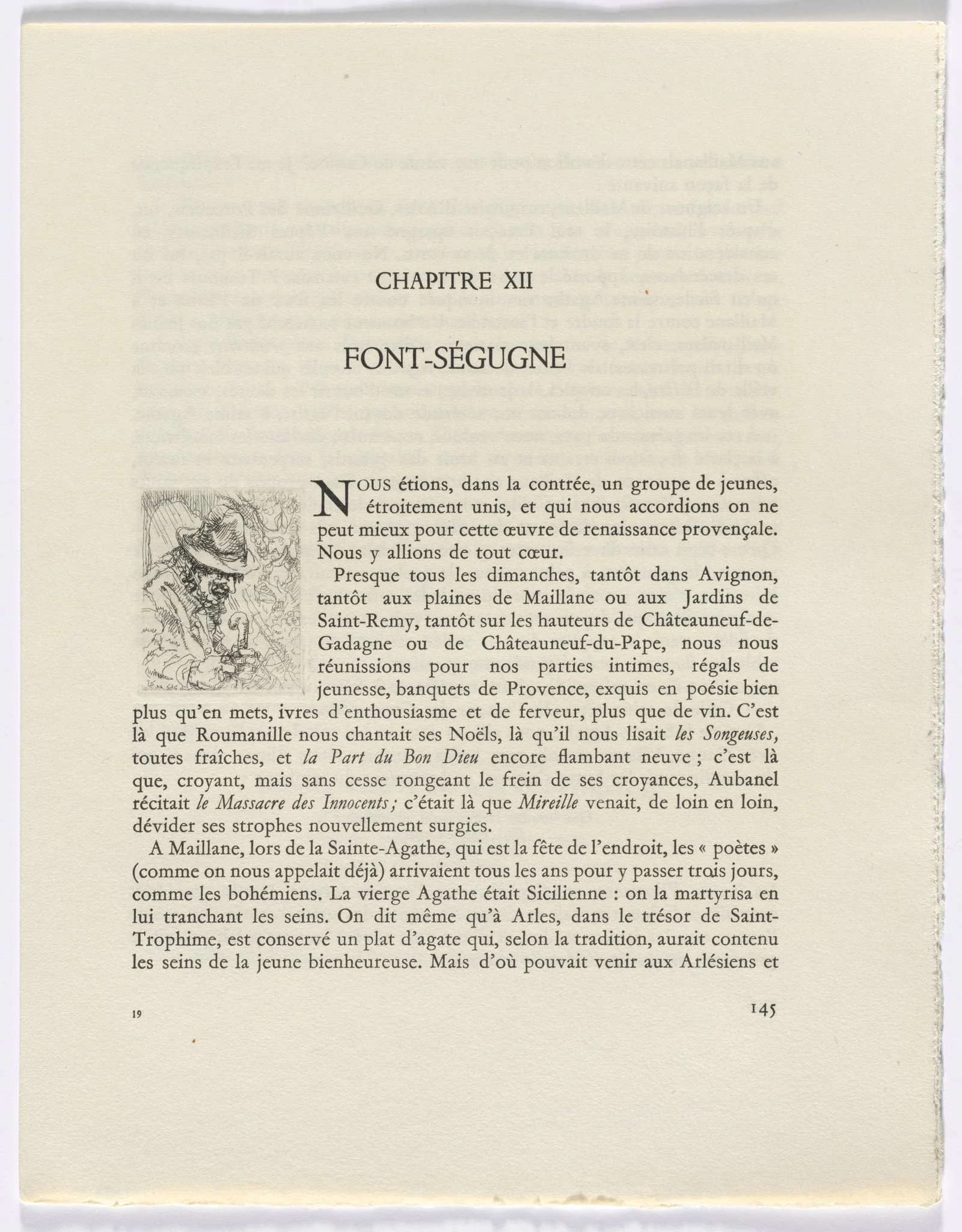 Frédéric Mistral: Mémoires et Recits by Frédéric Mistral: bust of old man (page 145), by Auguste Brouet, 1937